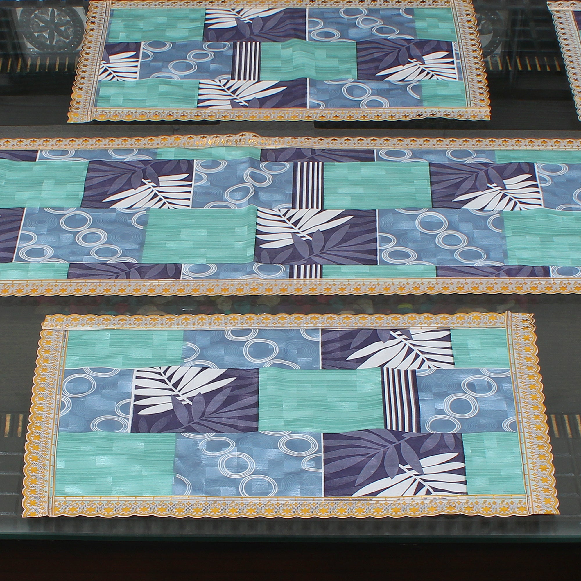 Waterproof & Dustproof Dining Table Runner With 6 Placemats, SA43 - Dream Care Furnishings Private Limited