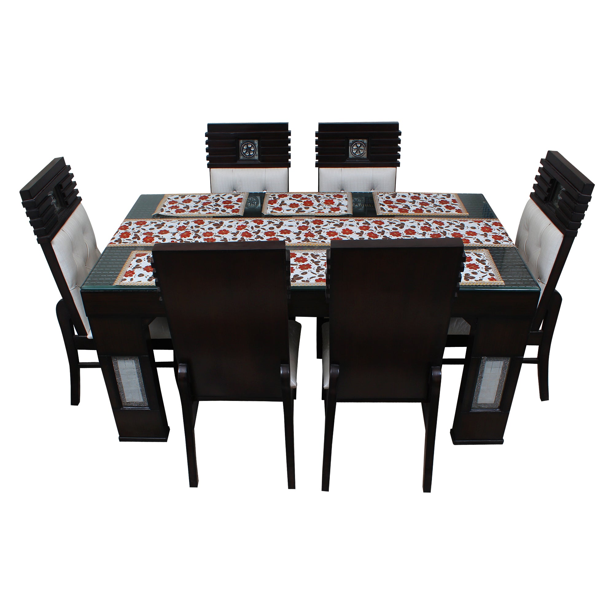 Waterproof & Dustproof Dining Table Runner With 6 Placemats, SA20 - Dream Care Furnishings Private Limited