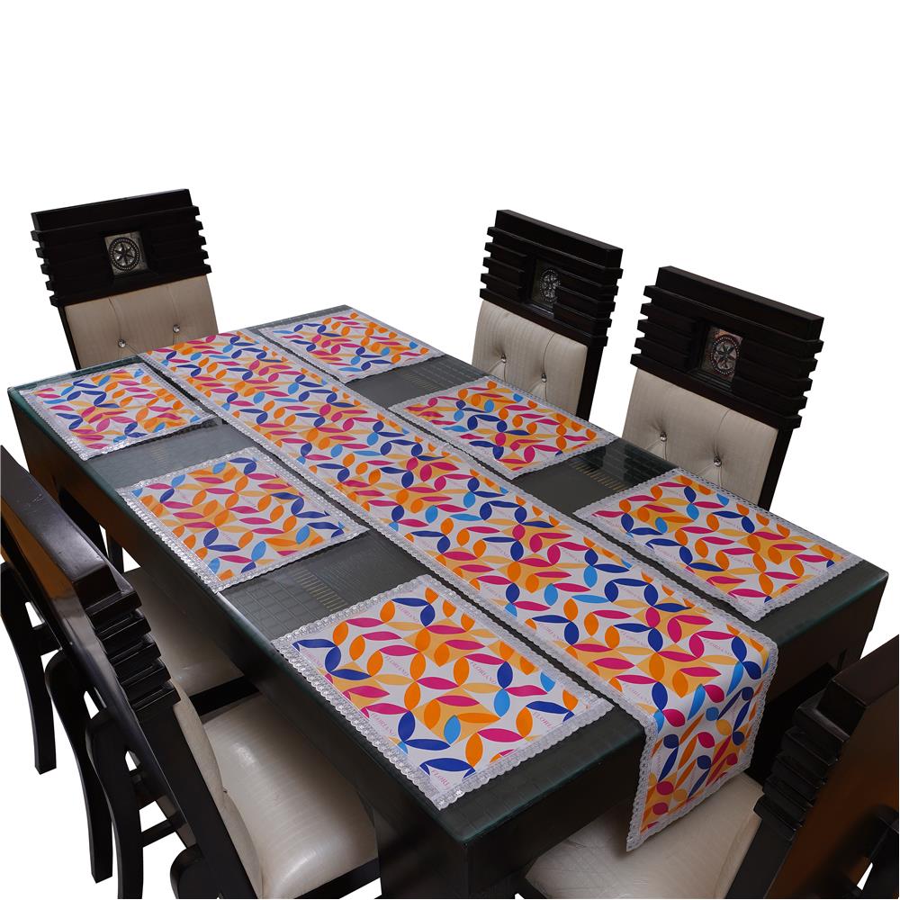 Waterproof & Dustproof Dining Table Runner With 6 Placemats, FLP02 - Dream Care Furnishings Private Limited