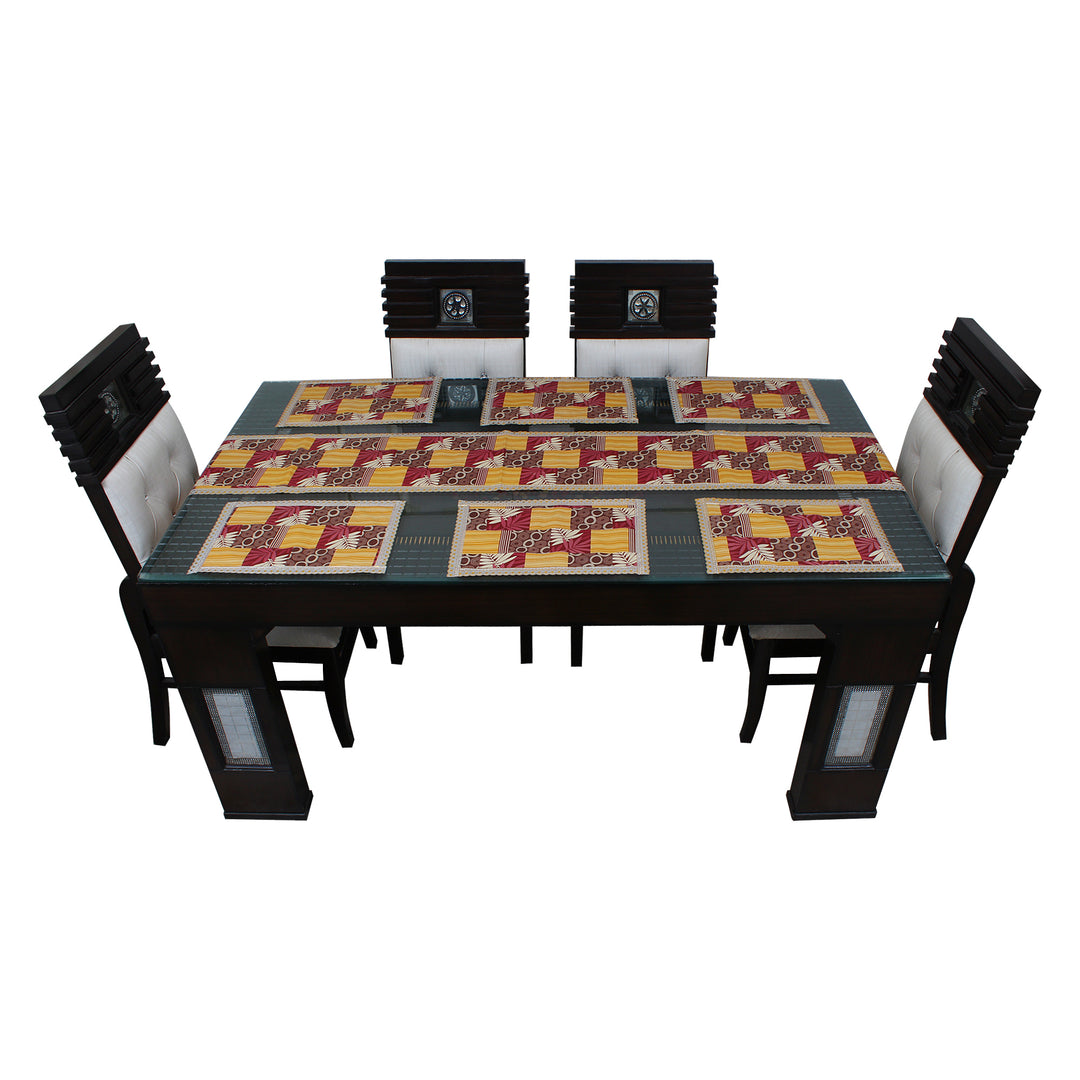 Waterproof & Dustproof Dining Table Runner With 6 Placemats, SA01 - Dream Care Furnishings Private Limited