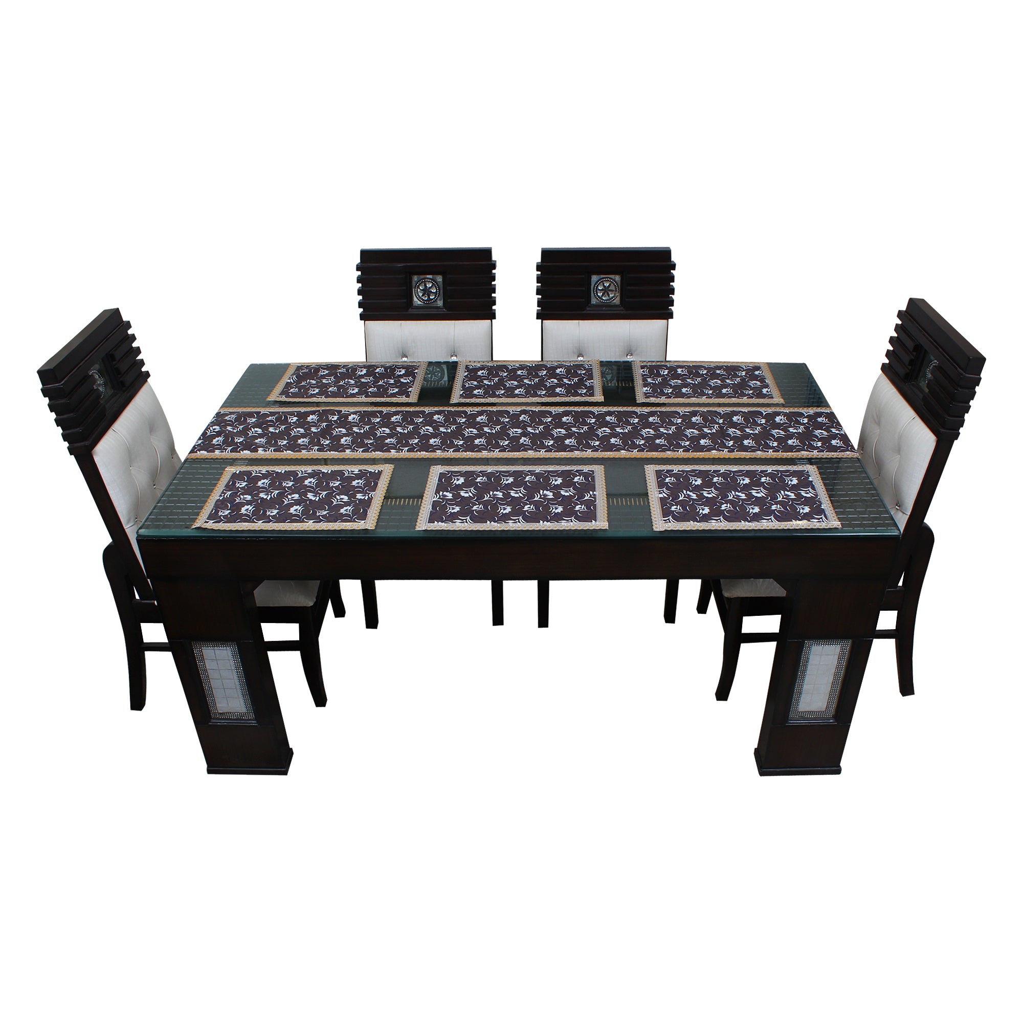 Waterproof & Dustproof Dining Table Runner With 6 Placemats, SA05 - Dream Care Furnishings Private Limited