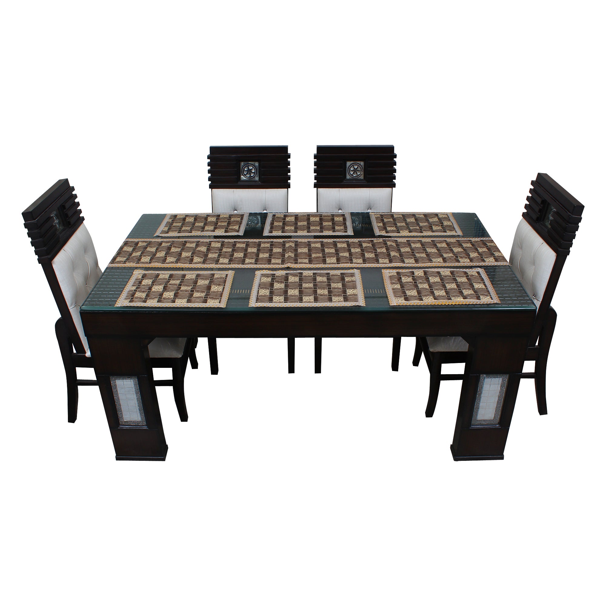 Waterproof & Dustproof Dining Table Runner With 6 Placemats, SA40 - Dream Care Furnishings Private Limited