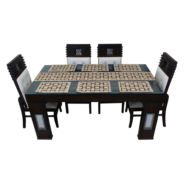 Waterproof & Dustproof Dining Table Runner With 6 Placemats, SA12 - Dream Care Furnishings Private Limited