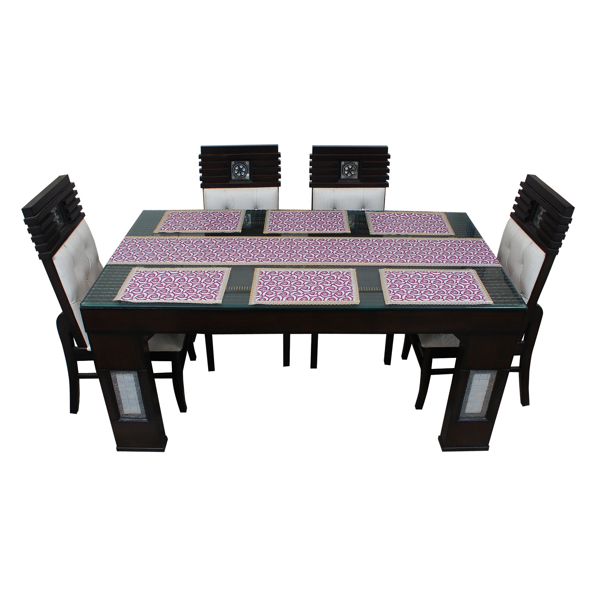 Waterproof & Dustproof Dining Table Runner With 6 Placemats, SA57 - Dream Care Furnishings Private Limited