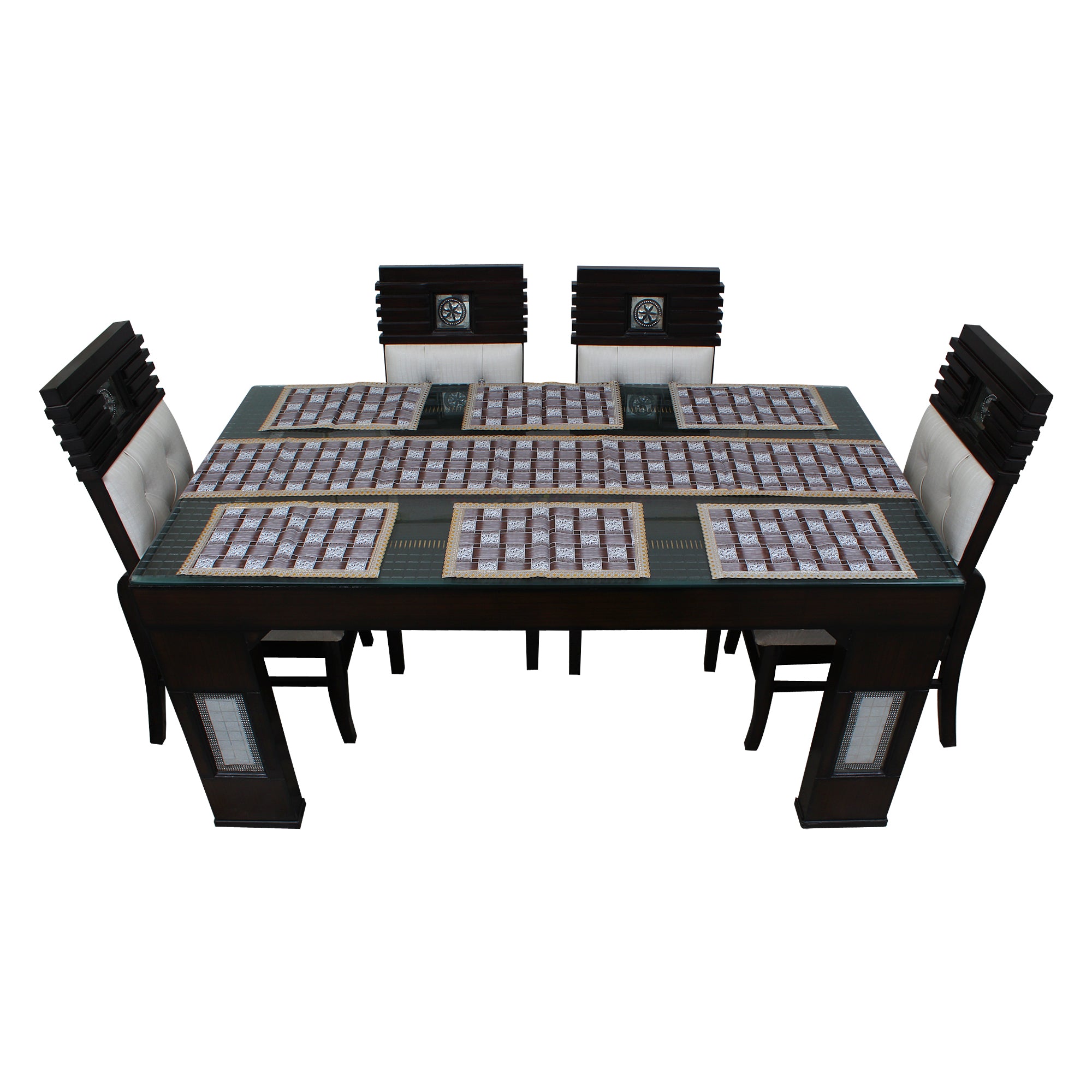 Waterproof & Dustproof Dining Table Runner With 6 Placemats, SA41 - Dream Care Furnishings Private Limited