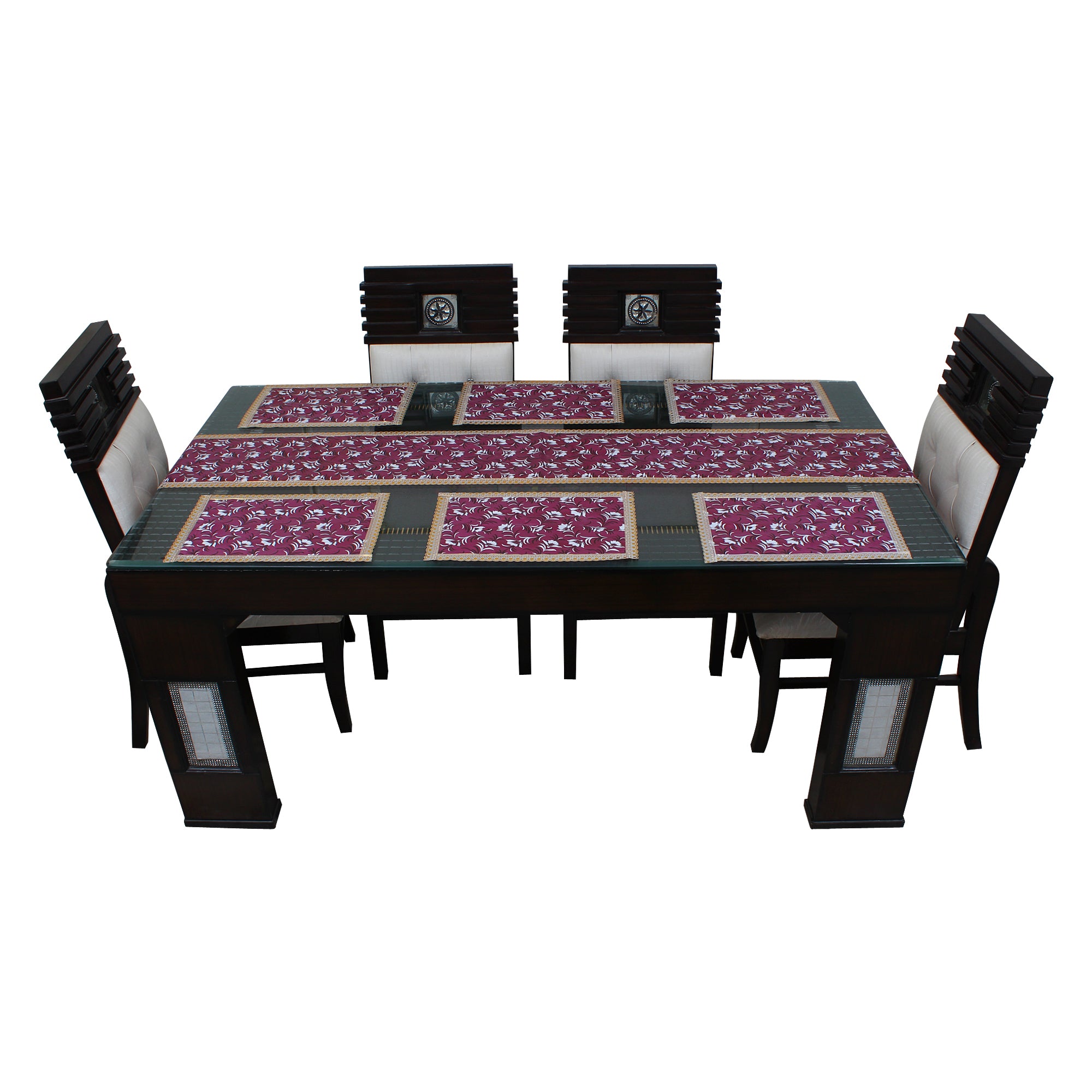 Waterproof & Dustproof Dining Table Runner With 6 Placemats, SA48 - Dream Care Furnishings Private Limited