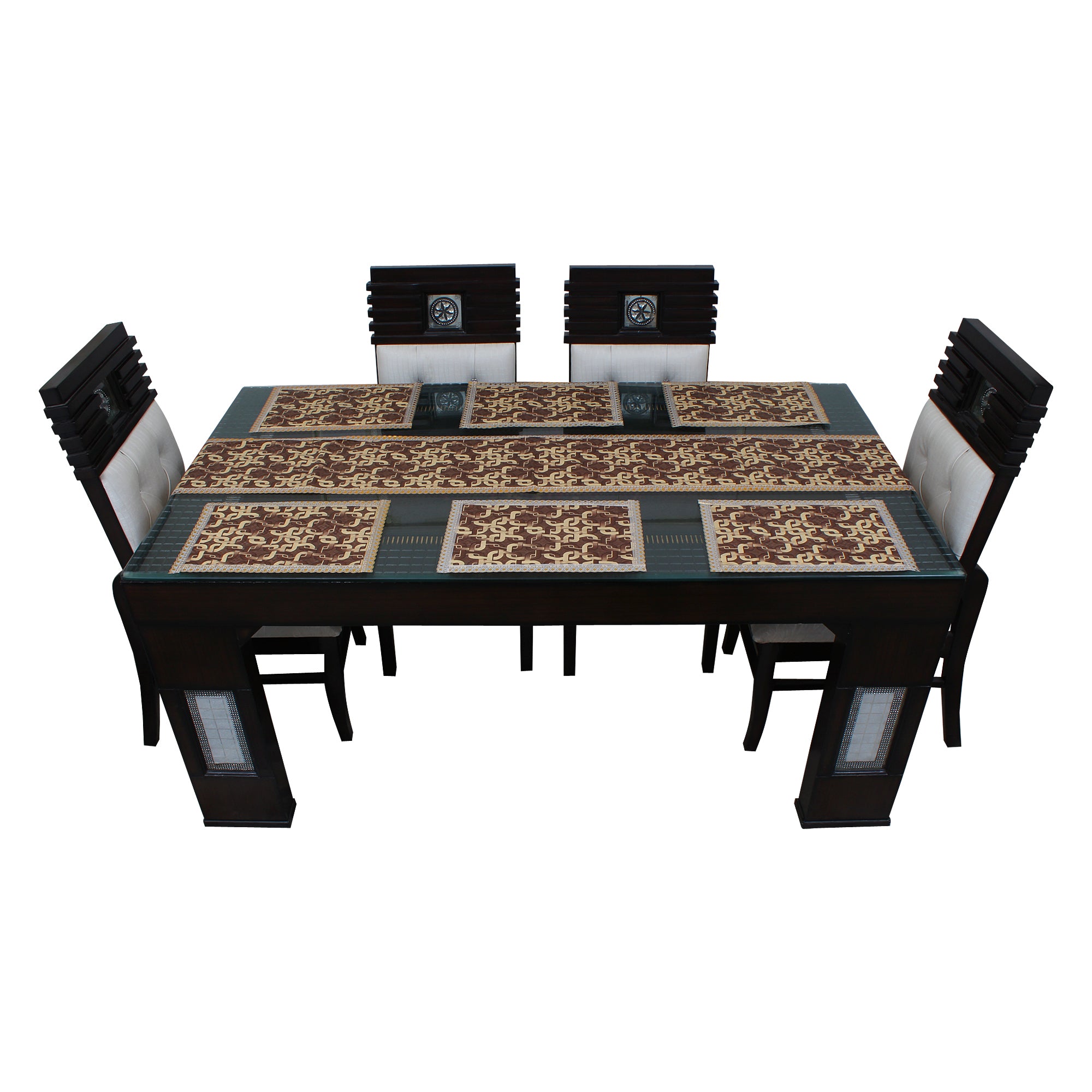 Waterproof & Dustproof Dining Table Runner With 6 Placemats, SA39 - Dream Care Furnishings Private Limited