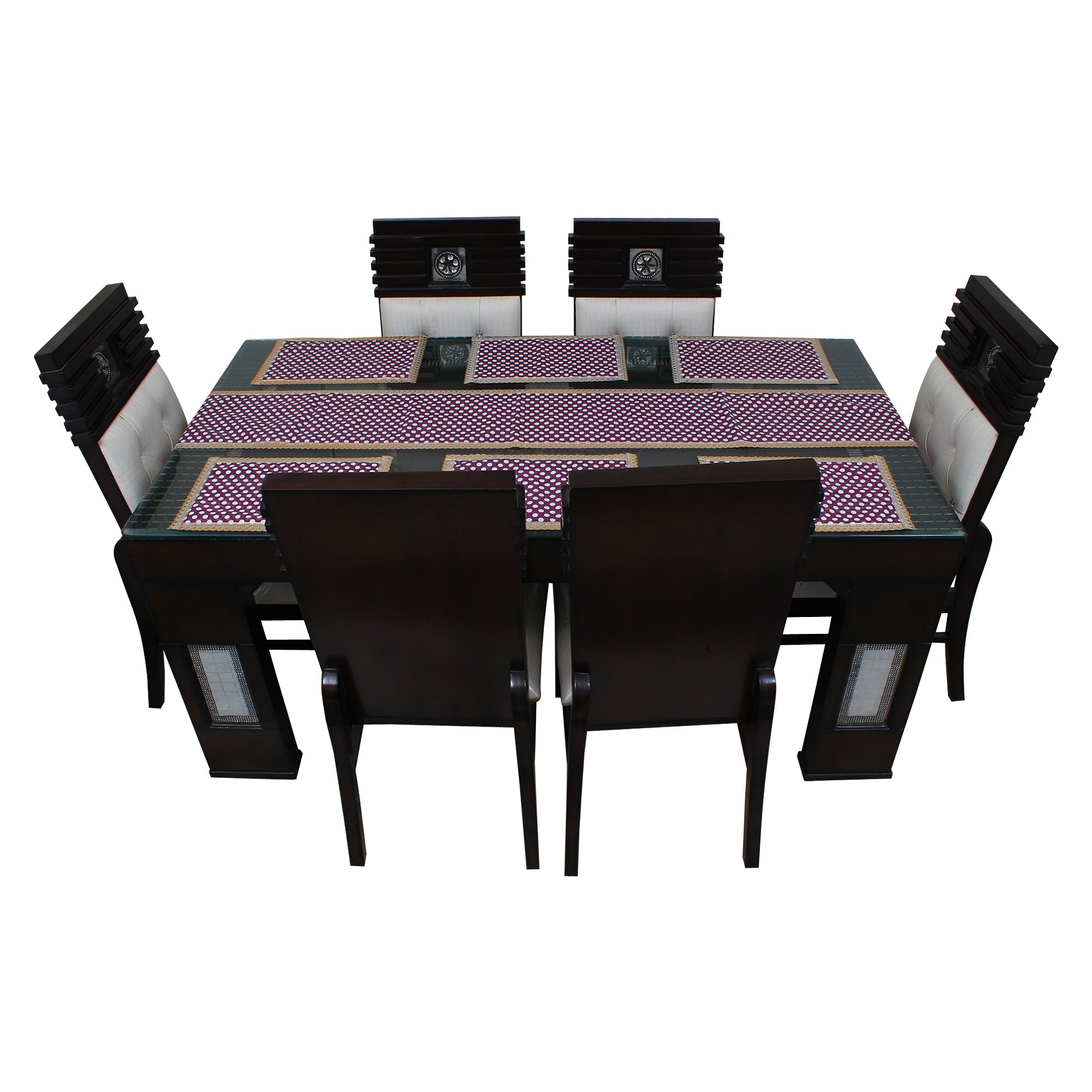 Waterproof & Dustproof Dining Table Runner With 6 Placemats, SA46 - Dream Care Furnishings Private Limited