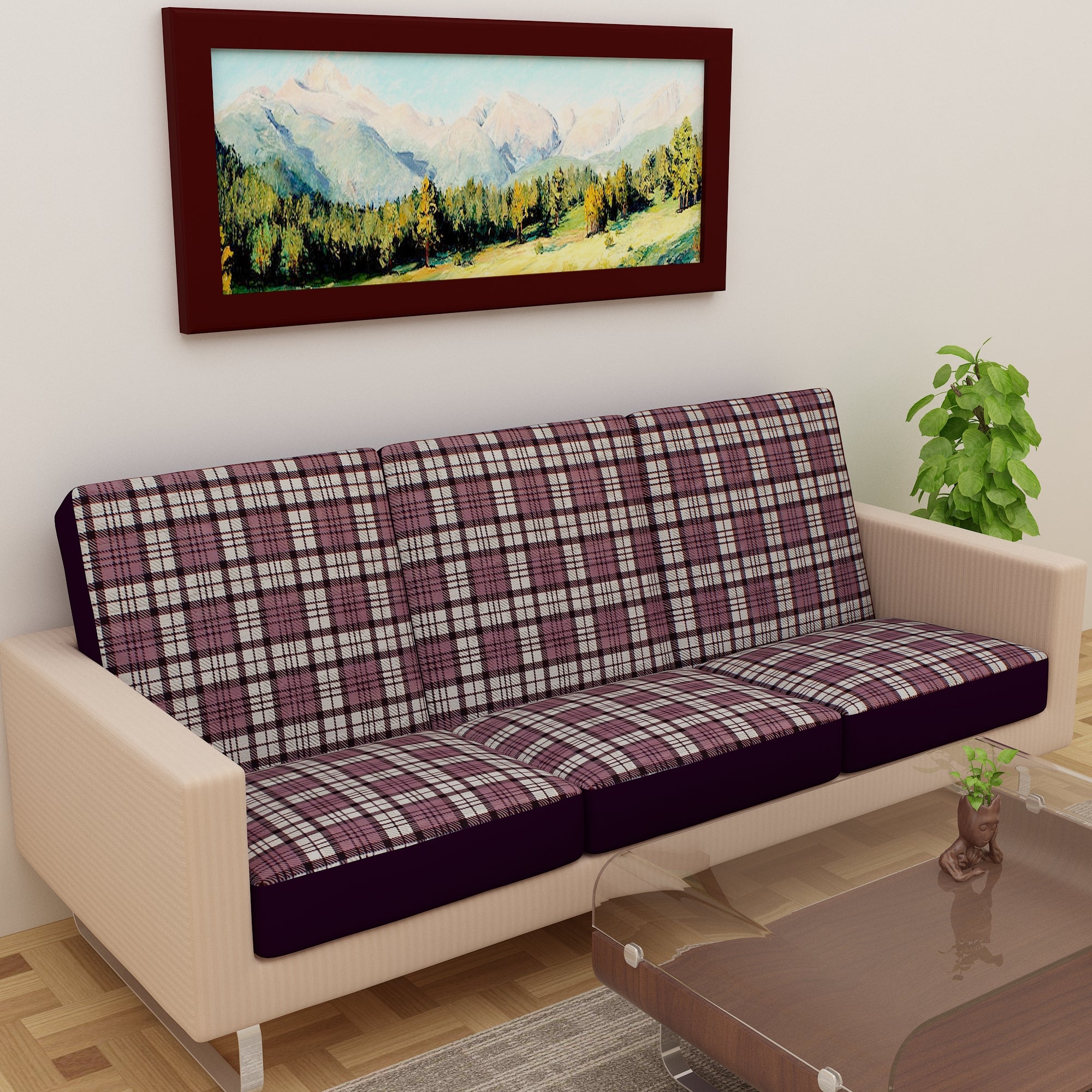 Waterproof Printed Sofa Seat Protector Cover with Stretchable Elastic, Grey - Dream Care Furnishings Private Limited