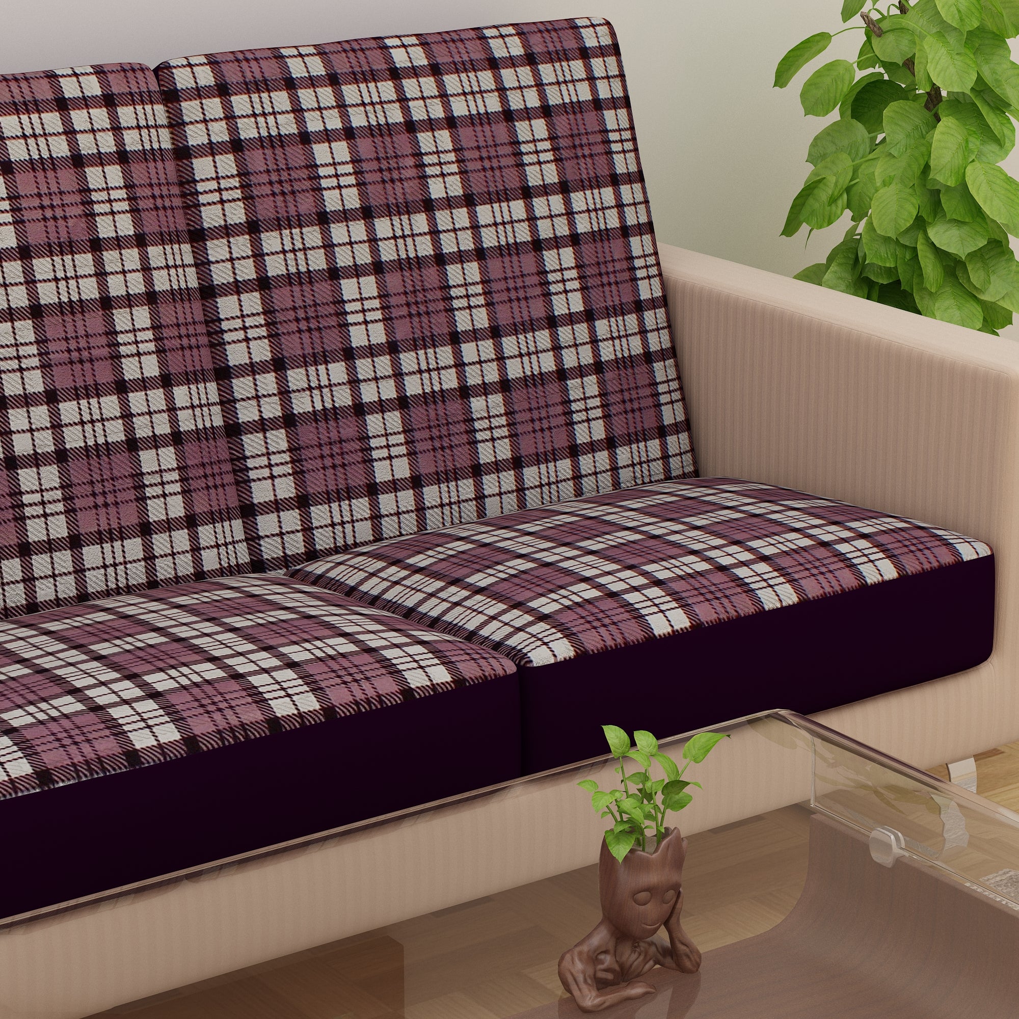 Waterproof Printed Sofa Seat Protector Cover with Stretchable Elastic, Grey - Dream Care Furnishings Private Limited