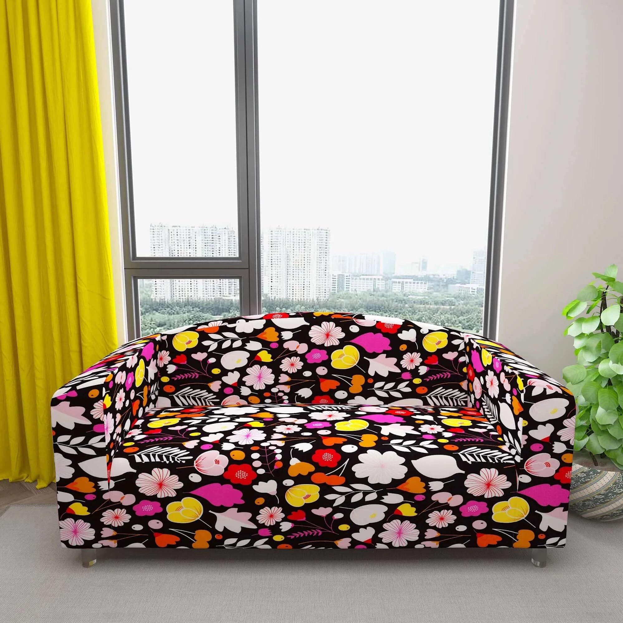 Marigold Printed Sofa Protector Cover Full Stretchable, MG04 - Dream Care Furnishings Private Limited