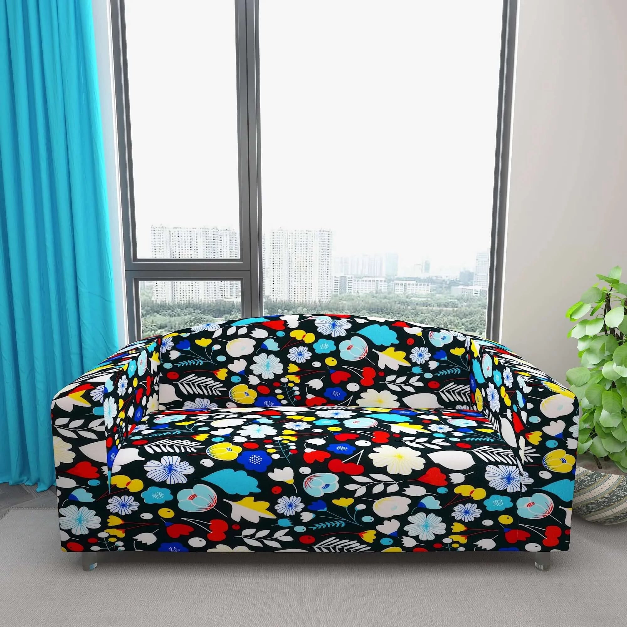 Marigold Printed Sofa Protector Cover Full Stretchable, MG05 - Dream Care Furnishings Private Limited