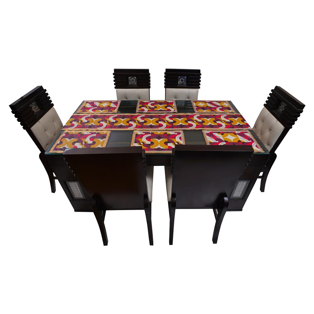 Waterproof & Dustproof Dining Table Runner With 6 Placemats, FLP03 - Dream Care Furnishings Private Limited