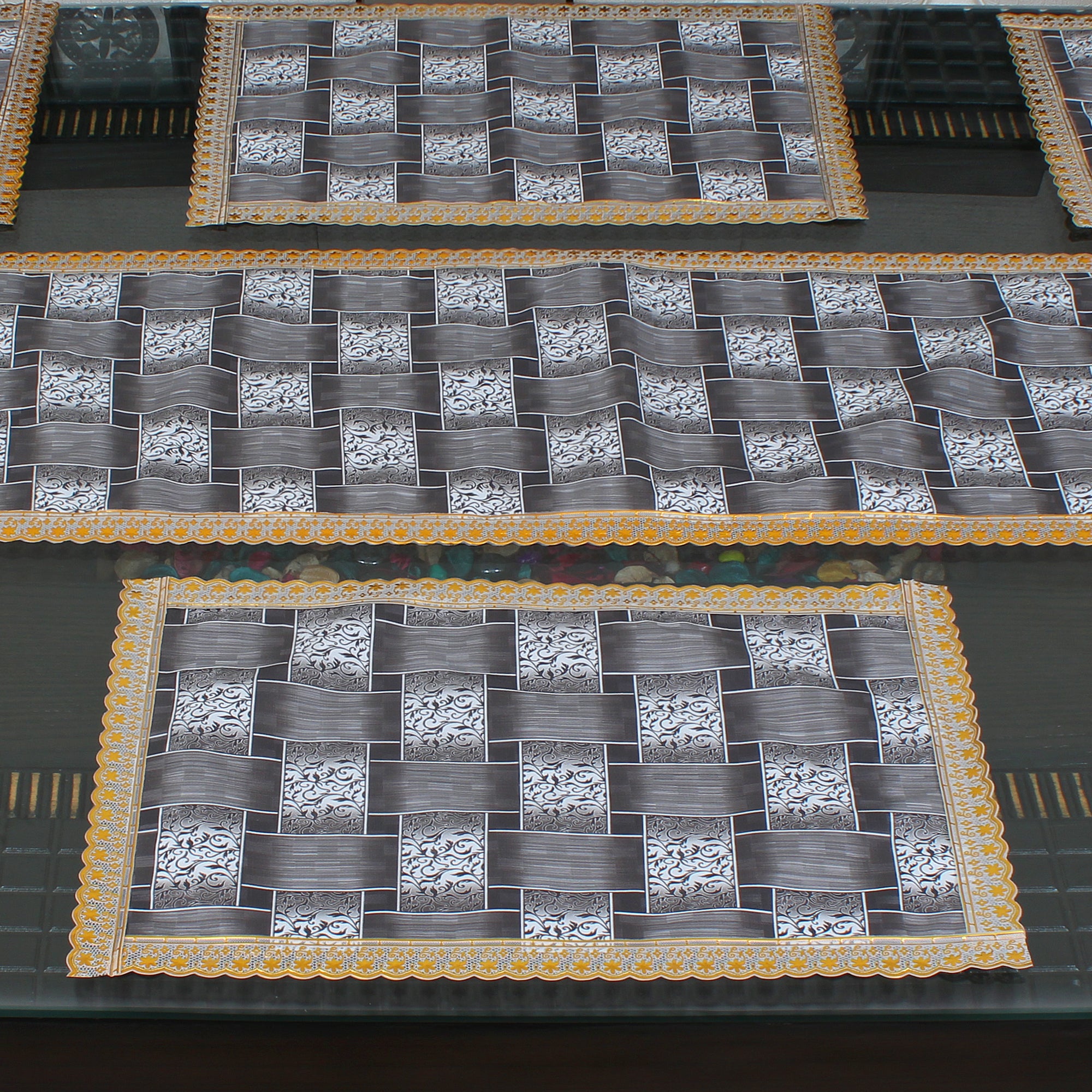 Waterproof & Dustproof Dining Table Runner With 6 Placemats, SA42 - Dream Care Furnishings Private Limited