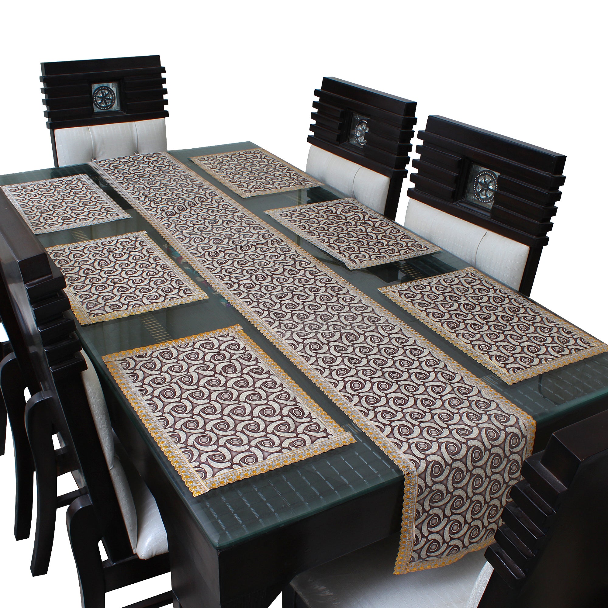 Waterproof & Dustproof Dining Table Runner With 6 Placemats, SA58 - Dream Care Furnishings Private Limited