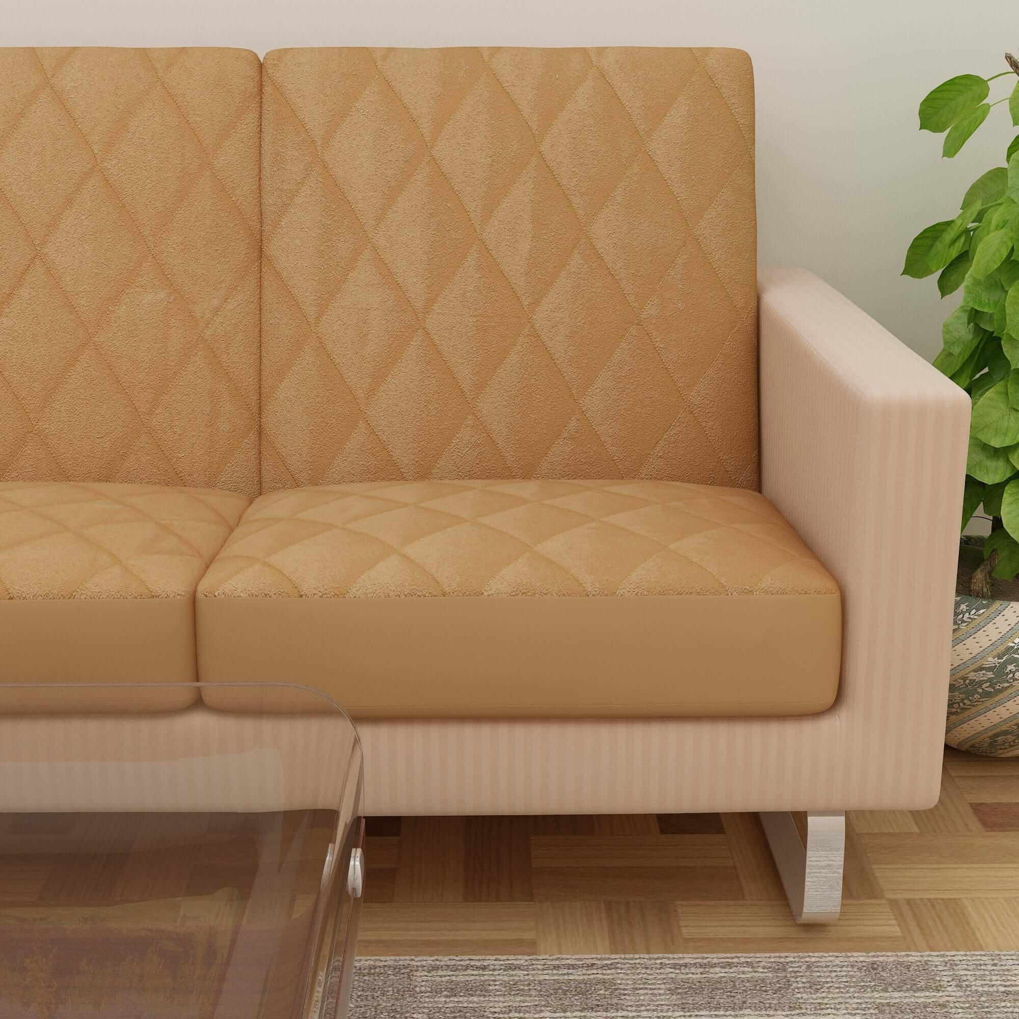 Sapphire Quilted Waterproof Sofa Seat Protector Cover with Stretchable Elastic, Beige