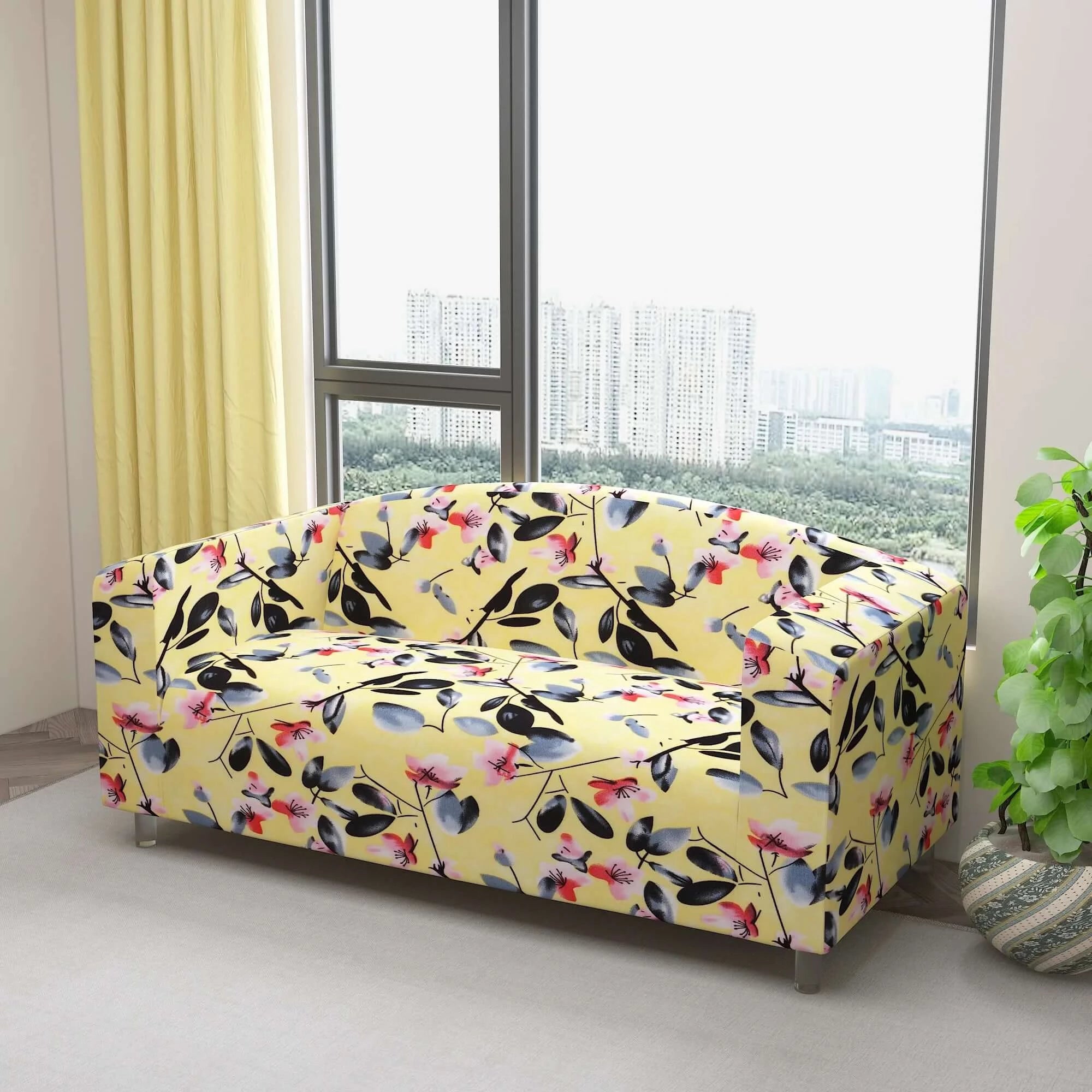 Marigold Printed Sofa Protector Cover Full Stretchable, MG10 - Dream Care Furnishings Private Limited