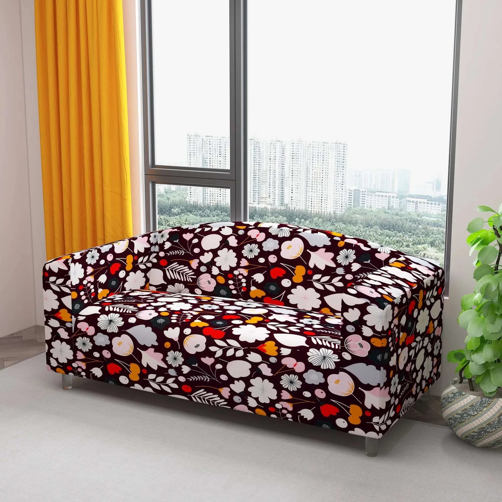 Marigold Printed Sofa Protector Cover Full Stretchable, MG06 - Dream Care Furnishings Private Limited