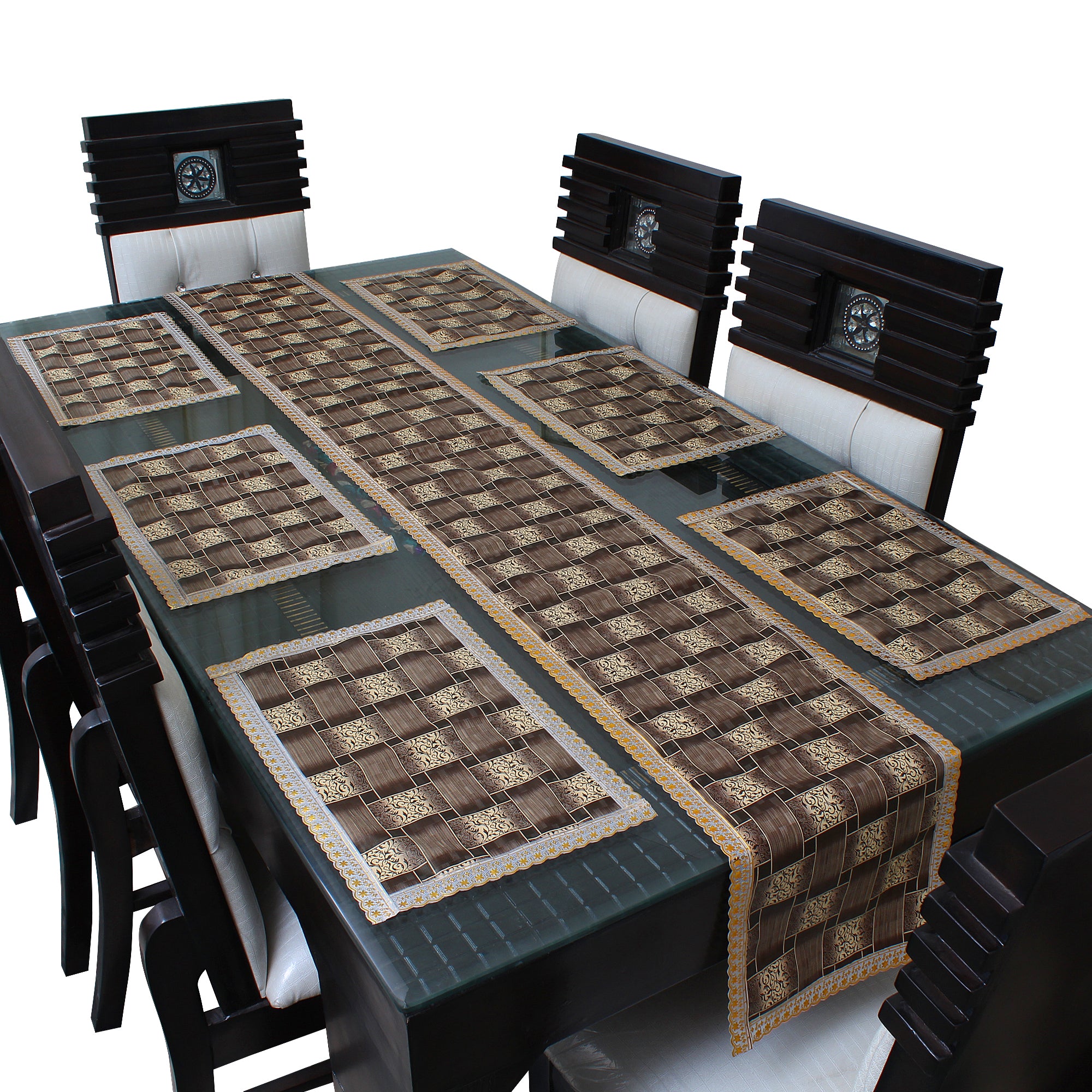 Waterproof & Dustproof Dining Table Runner With 6 Placemats, SA40 - Dream Care Furnishings Private Limited