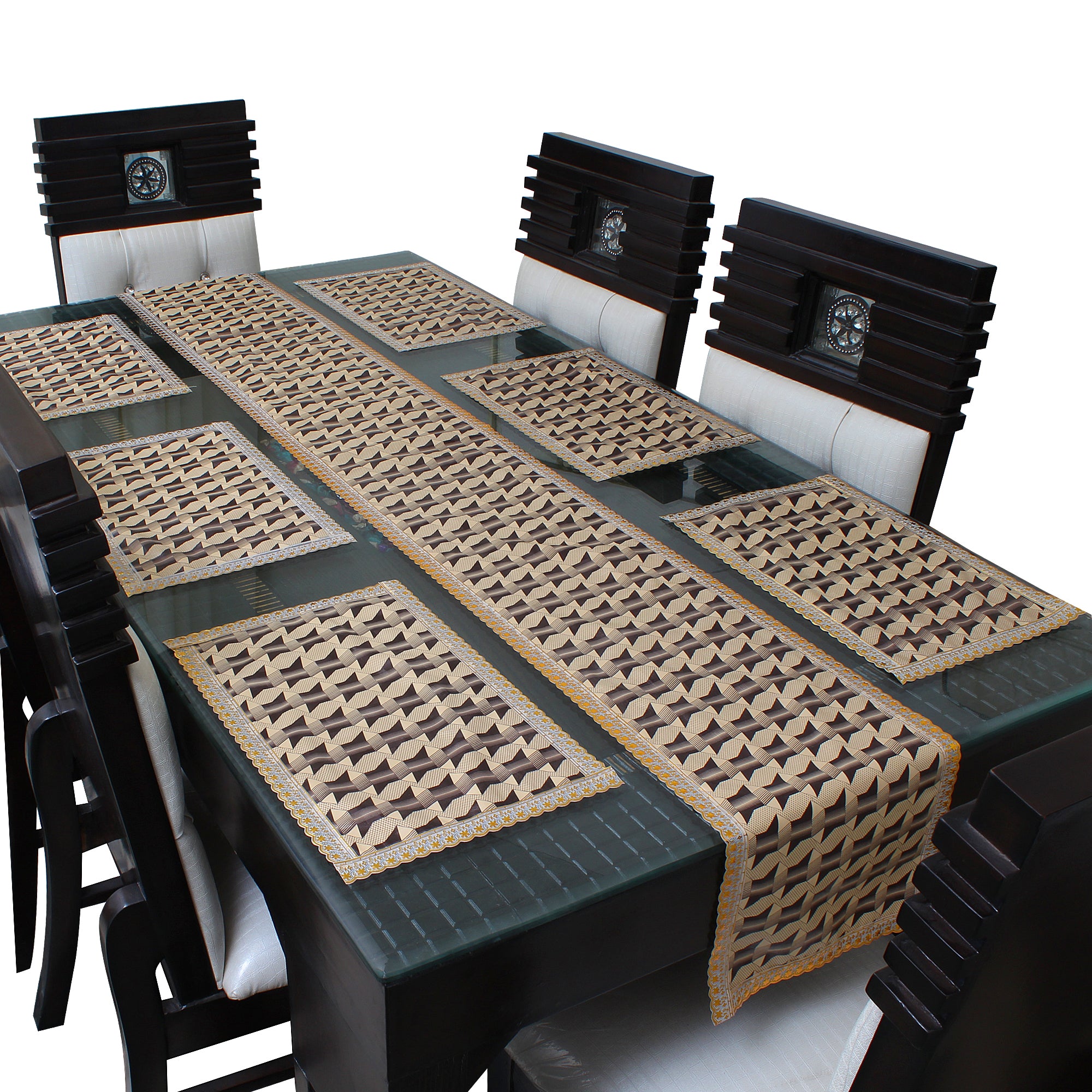 Waterproof & Dustproof Dining Table Runner With 6 Placemats, SA06 - Dream Care Furnishings Private Limited