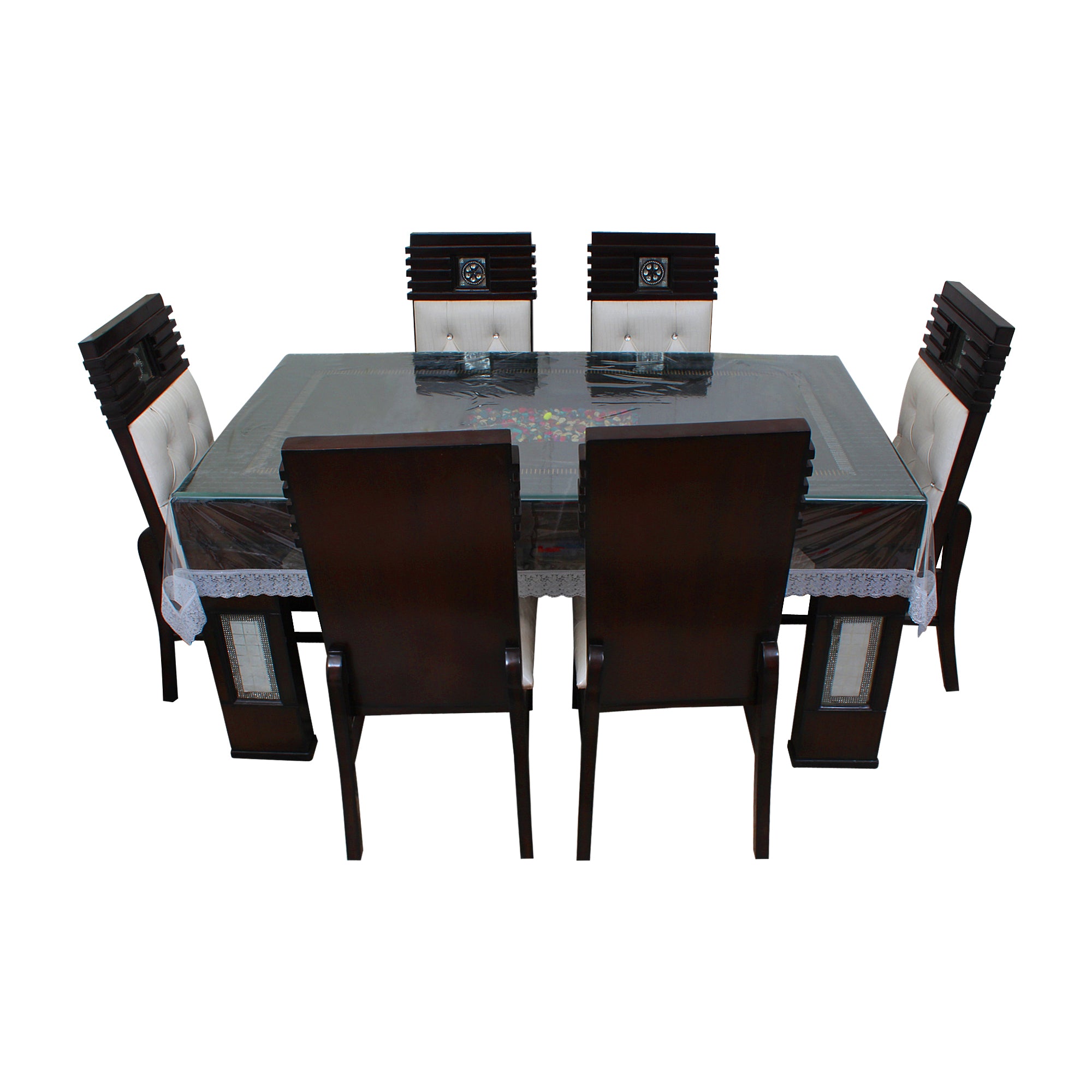 Waterproof and Dustproof Dining Table Cover, Silver - Dream Care Furnishings Private Limited