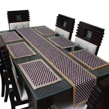 Waterproof & Dustproof Dining Table Runner With 6 Placemats, SA28 - Dream Care Furnishings Private Limited