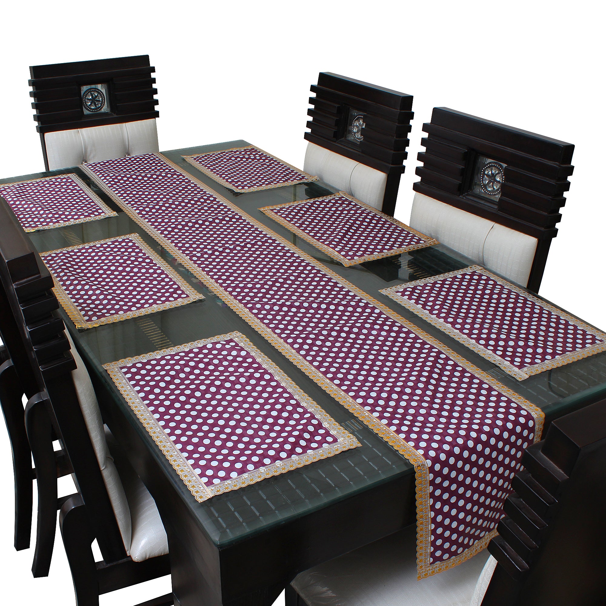 Waterproof & Dustproof Dining Table Runner With 6 Placemats, SA46 - Dream Care Furnishings Private Limited