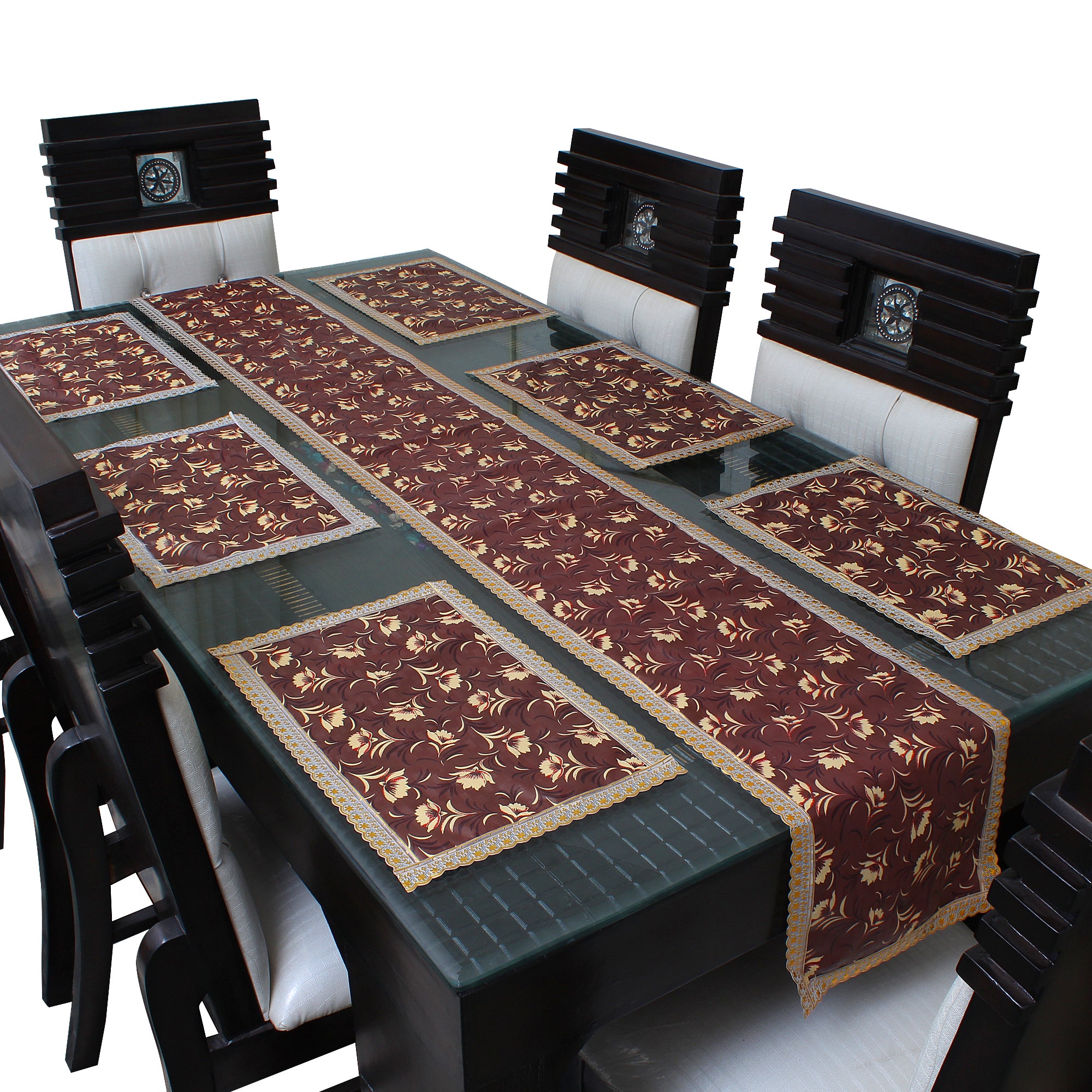 Waterproof & Dustproof Dining Table Runner With 6 Placemats, SA36 - Dream Care Furnishings Private Limited