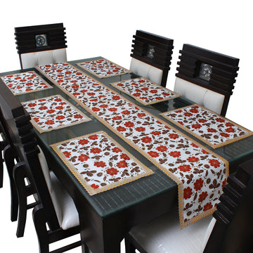 Waterproof & Dustproof Dining Table Runner With 6 Placemats, SA20 - Dream Care Furnishings Private Limited