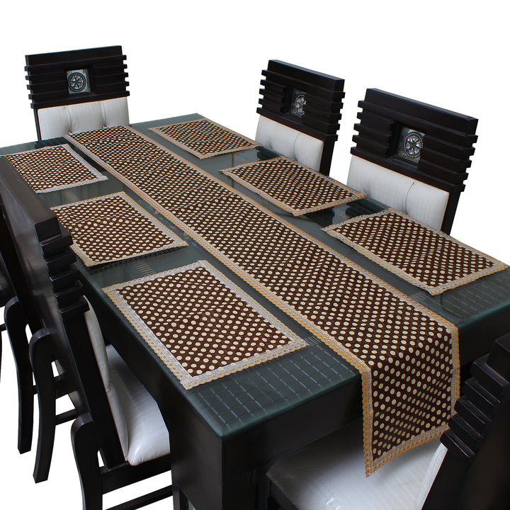 Waterproof & Dustproof Dining Table Runner With 6 Placemats, SA51 - Dream Care Furnishings Private Limited