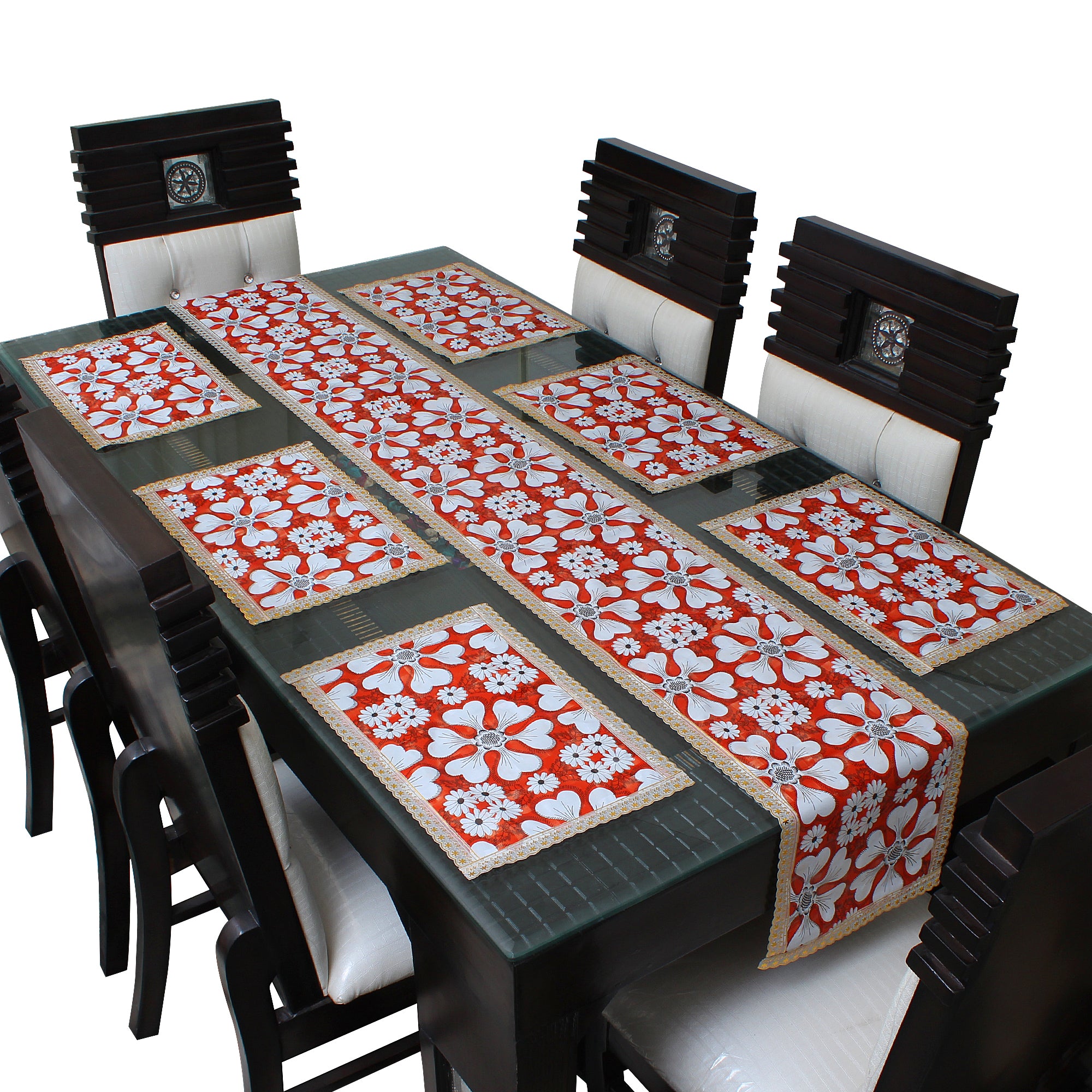 Waterproof & Dustproof Dining Table Runner With 6 Placemats, SA60 - Dream Care Furnishings Private Limited