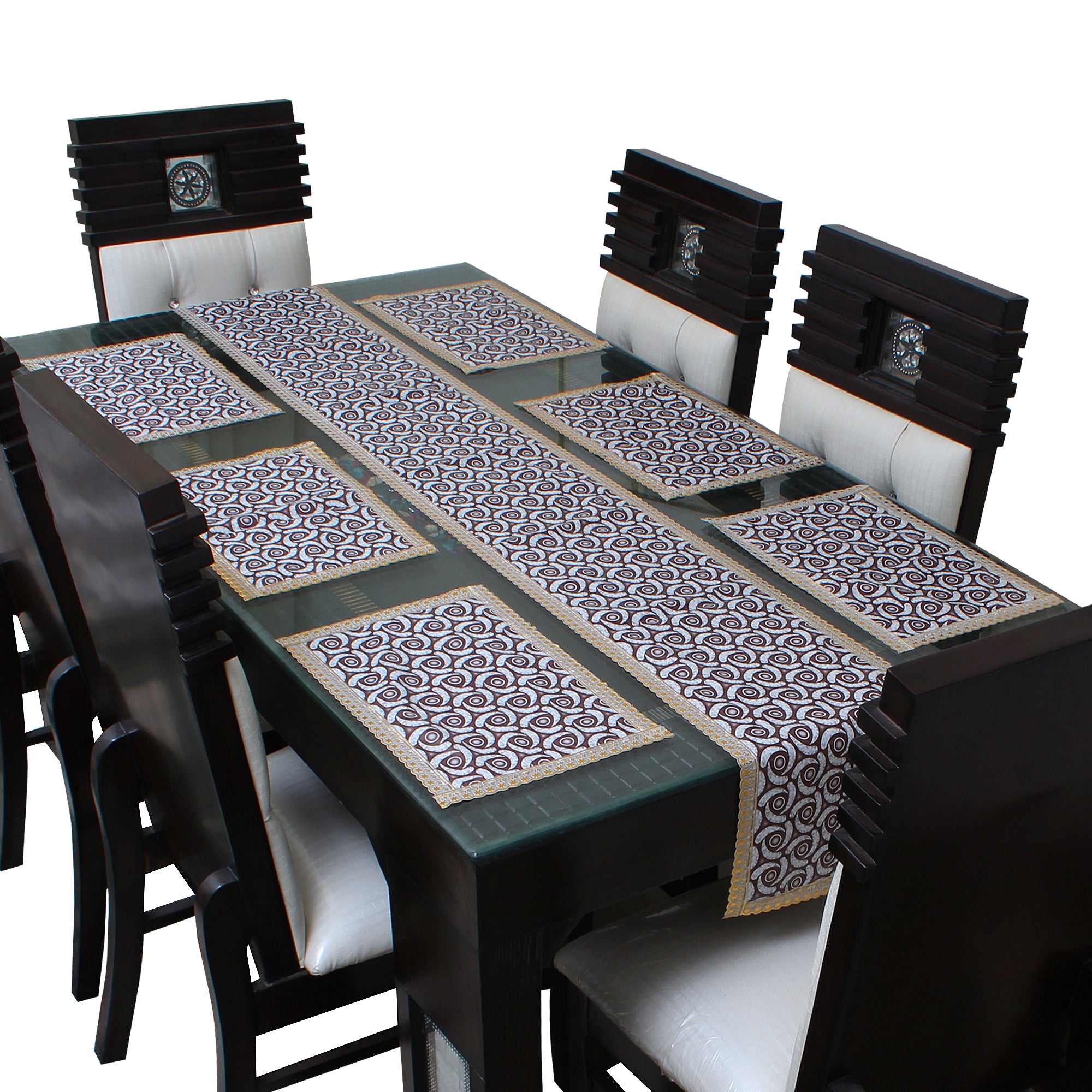 Waterproof & Dustproof Dining Table Runner With 6 Placemats, SA59 - Dream Care Furnishings Private Limited