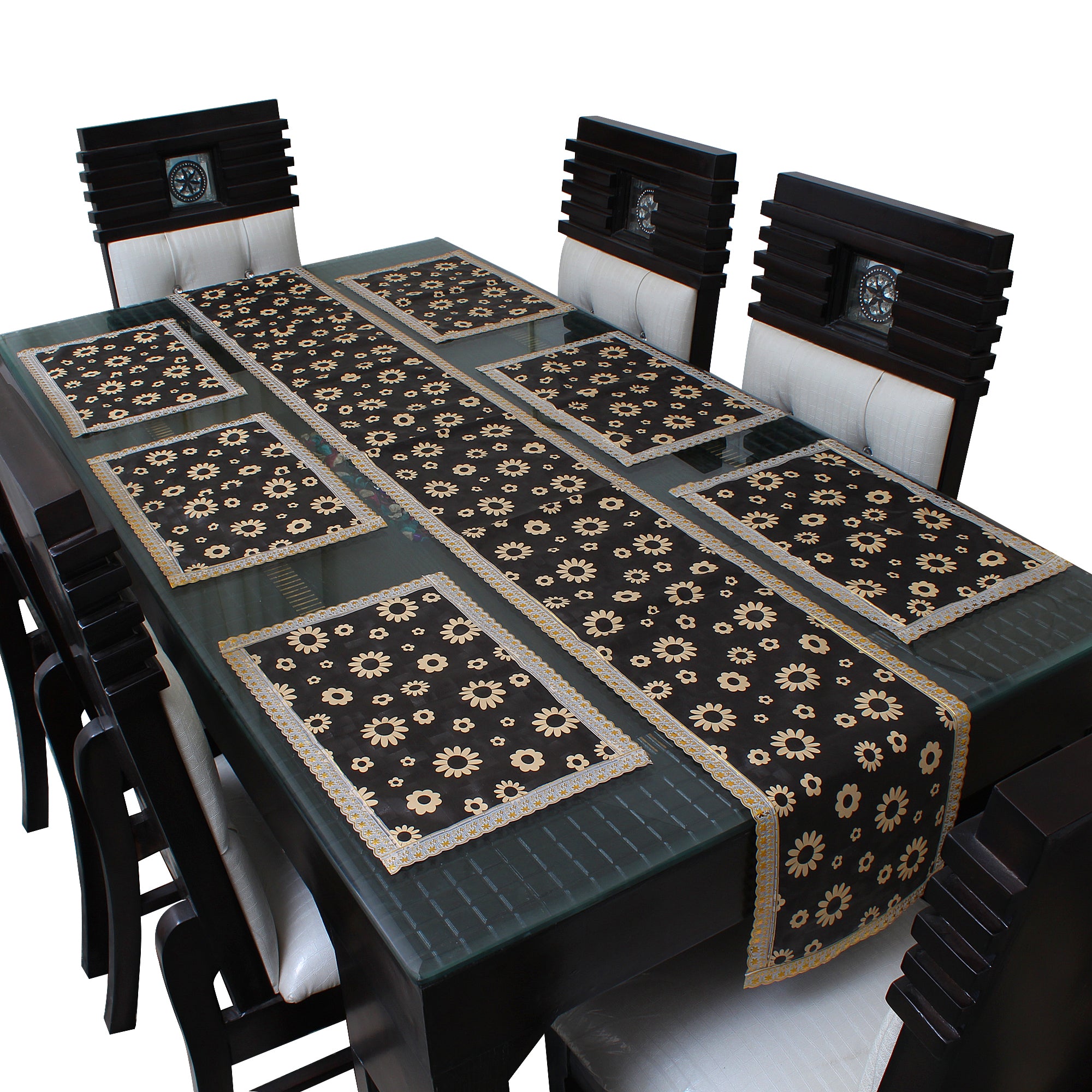Waterproof & Dustproof Dining Table Runner With 6 Placemats, SA35 - Dream Care Furnishings Private Limited