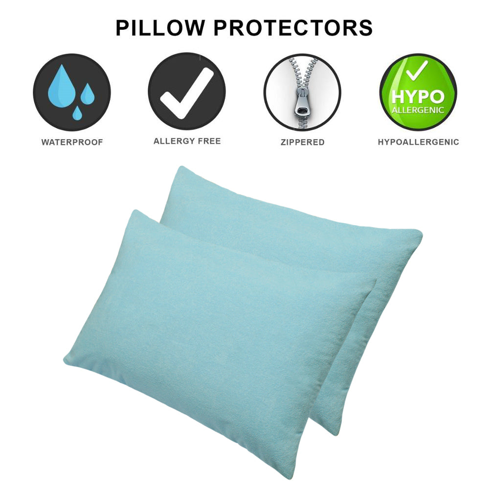 Waterproof Pillow Protector, Set Of 2 Pcs (SKY BLUE) - Dream Care Furnishings Private Limited