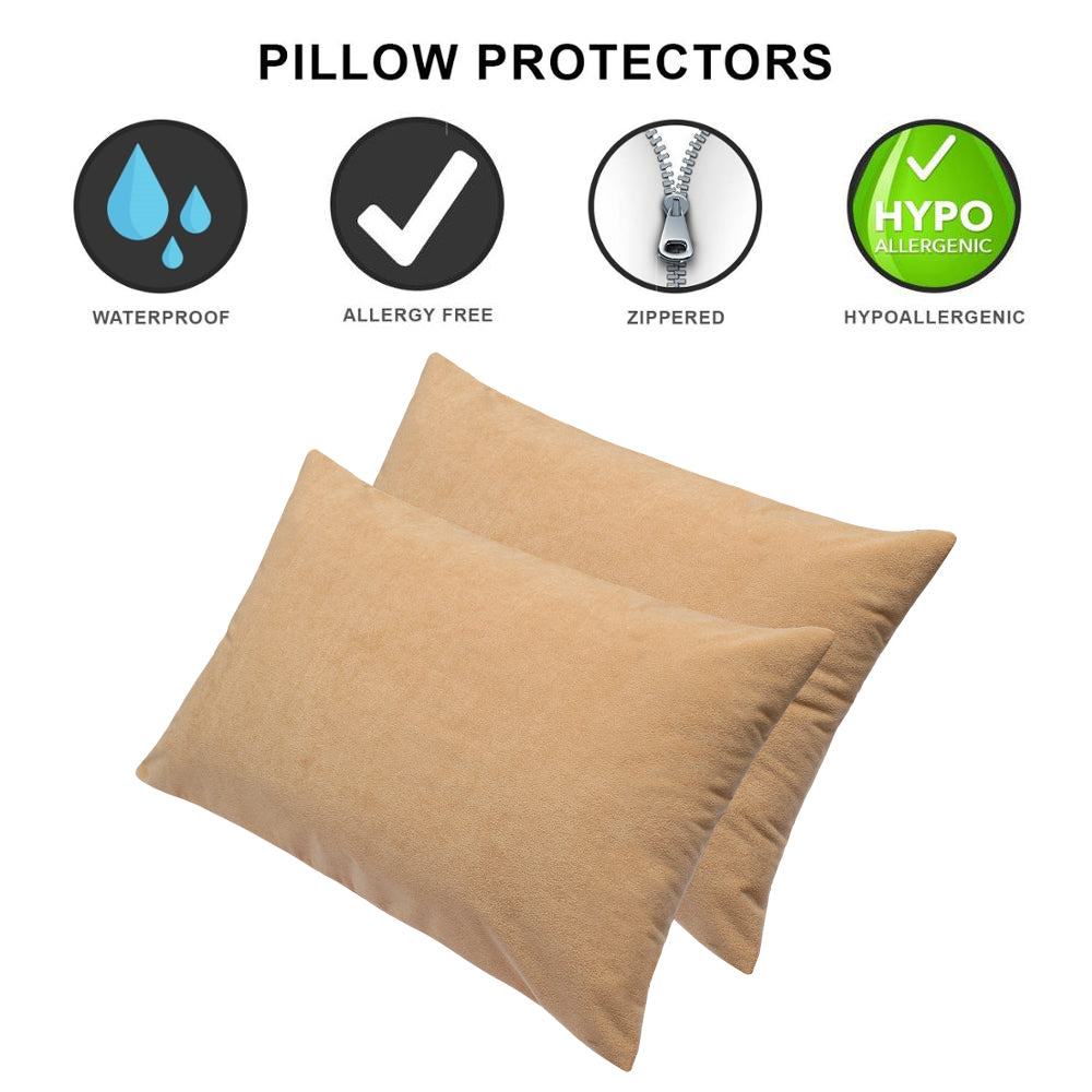 Waterproof Pillow Protector, Set Of 2 Pcs (BEIGE) - Dream Care Furnishings Private Limited