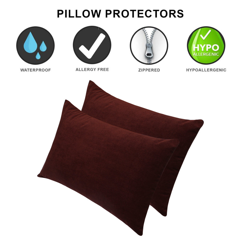 Waterproof Pillow Protector, Set Of 2 Pcs (COFFEE) - Dream Care Furnishings Private Limited