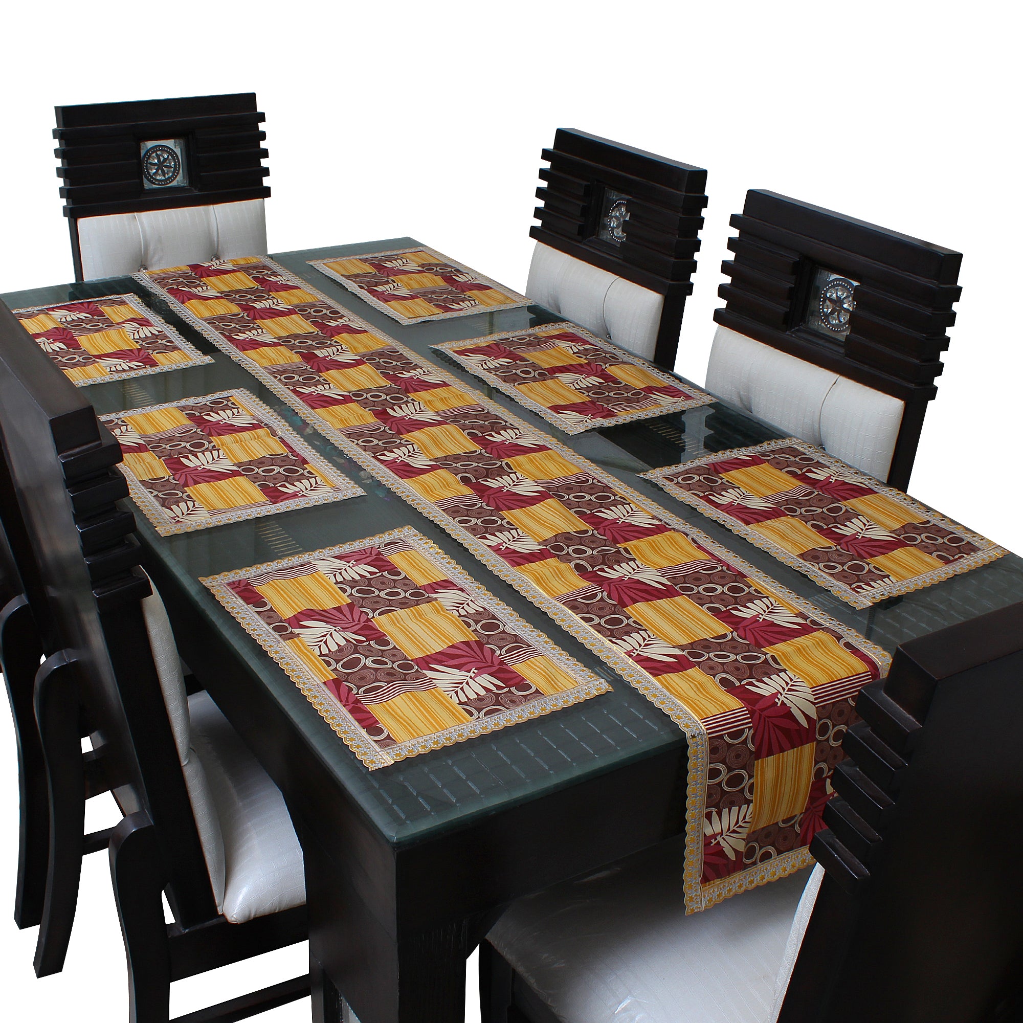 Waterproof & Dustproof Dining Table Runner With 6 Placemats, SA01 - Dream Care Furnishings Private Limited