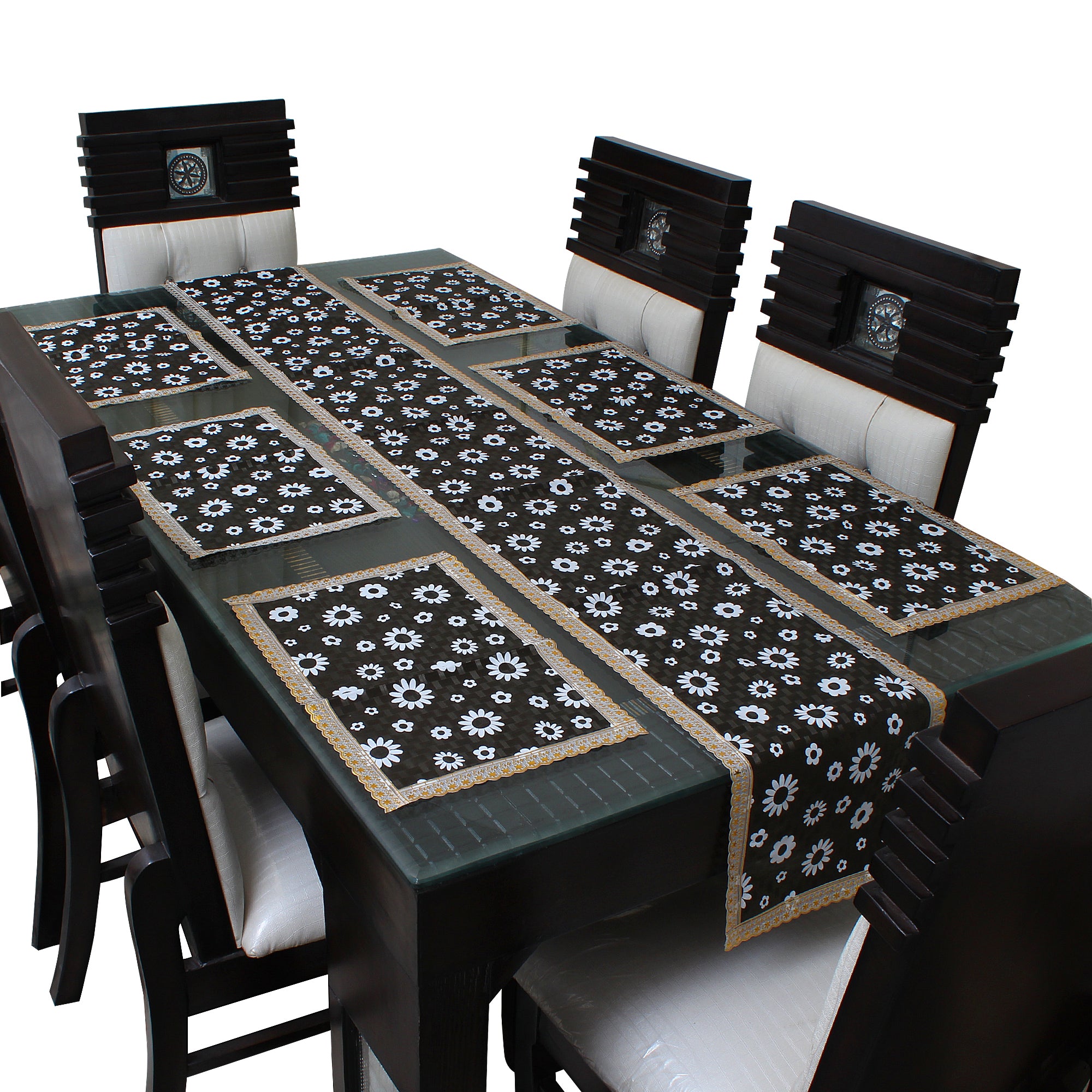 Waterproof & Dustproof Dining Table Runner With 6 Placemats, SA52 - Dream Care Furnishings Private Limited
