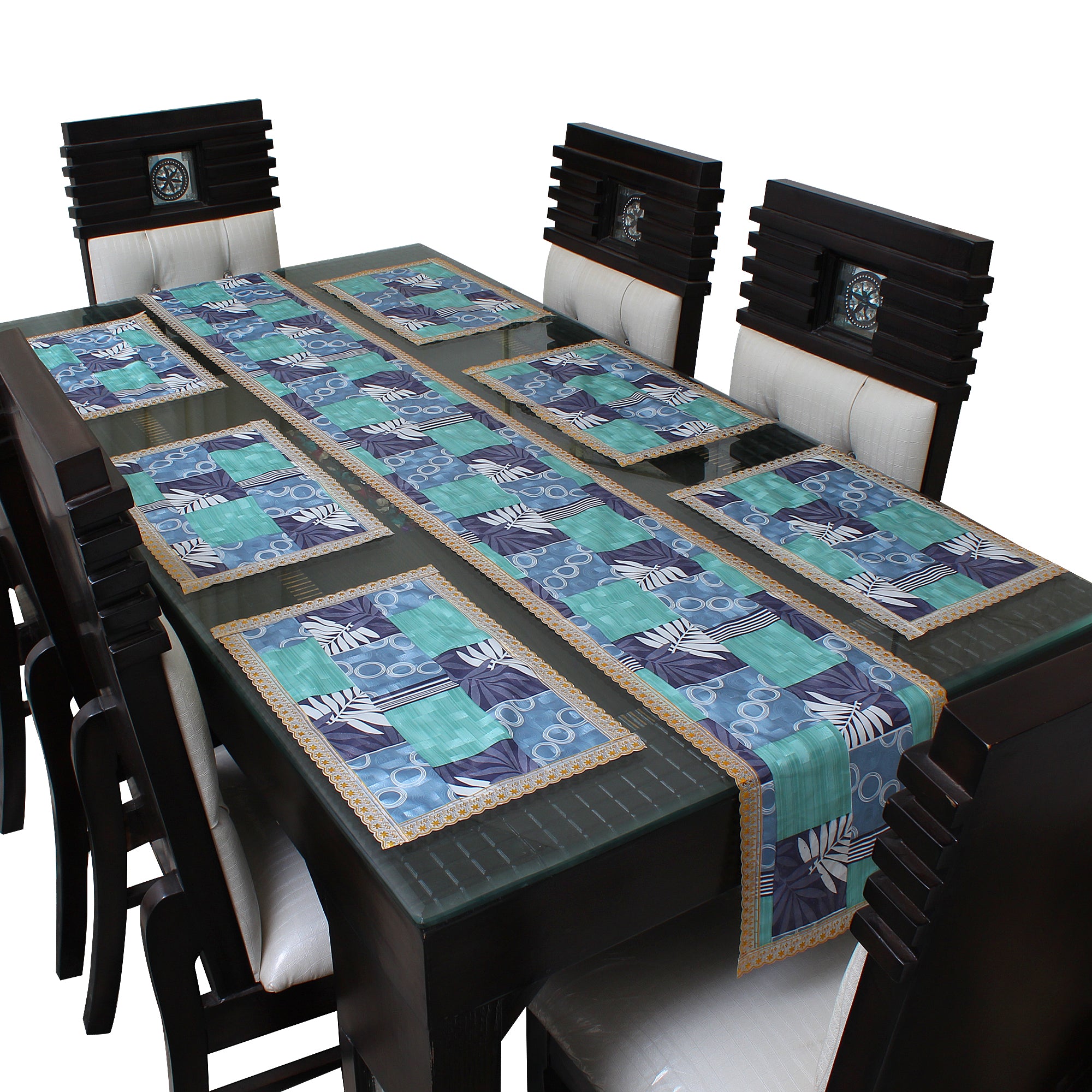 Waterproof & Dustproof Dining Table Runner With 6 Placemats, SA43 - Dream Care Furnishings Private Limited
