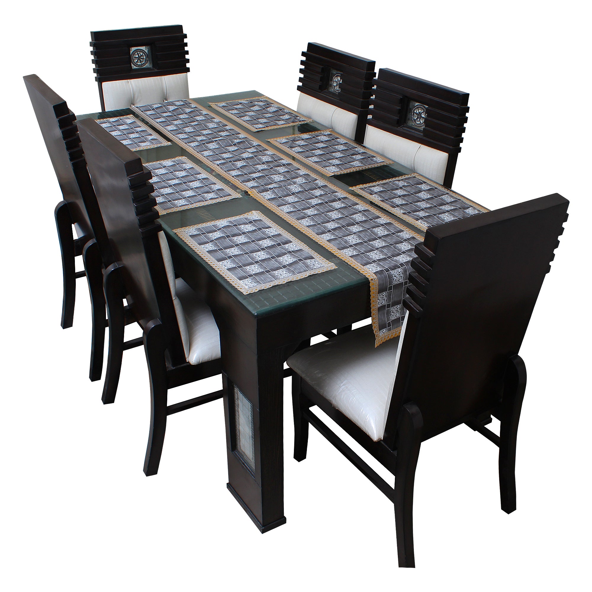 Waterproof & Dustproof Dining Table Runner With 6 Placemats, SA42 - Dream Care Furnishings Private Limited