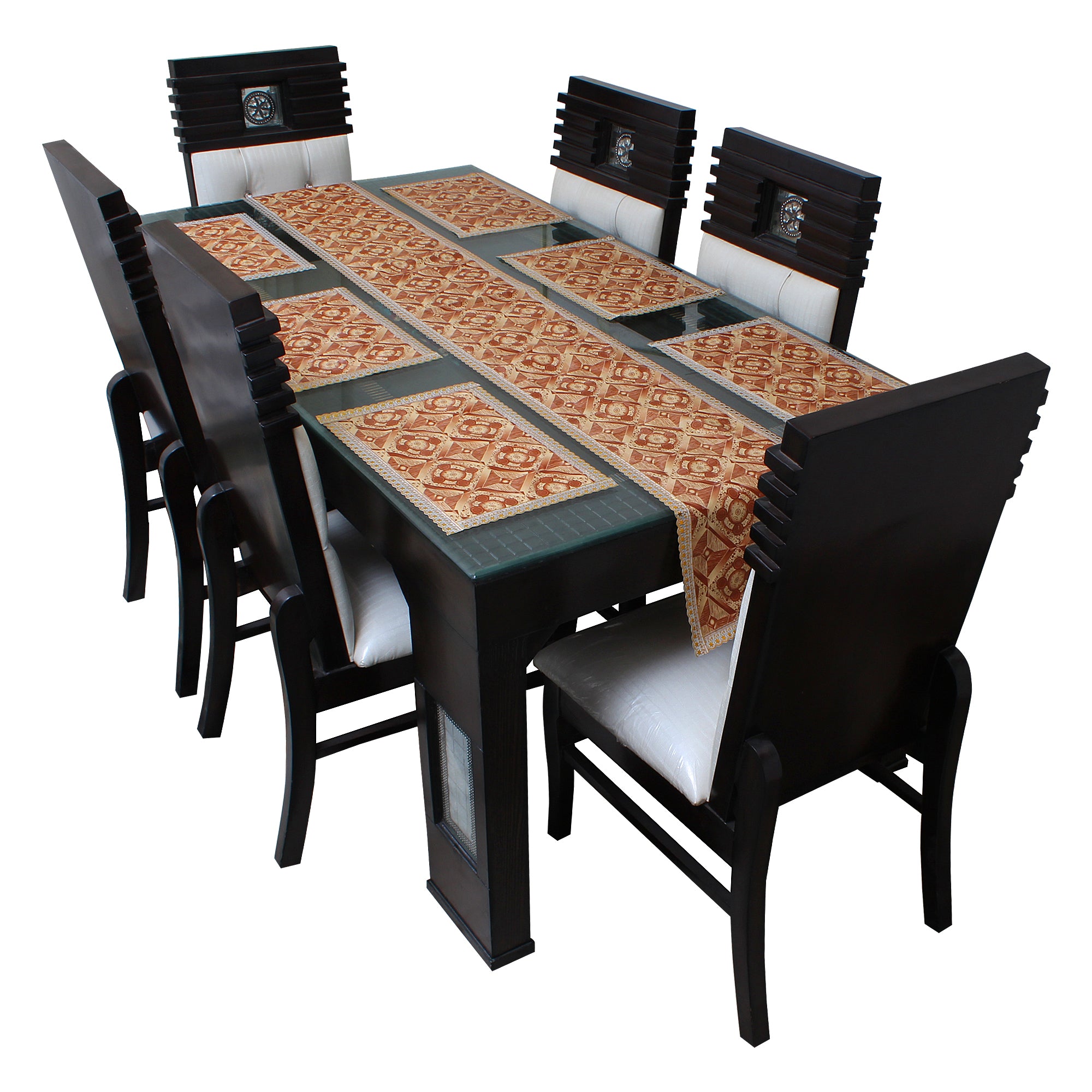 Waterproof & Dustproof Dining Table Runner With 6 Placemats, SA54 - Dream Care Furnishings Private Limited