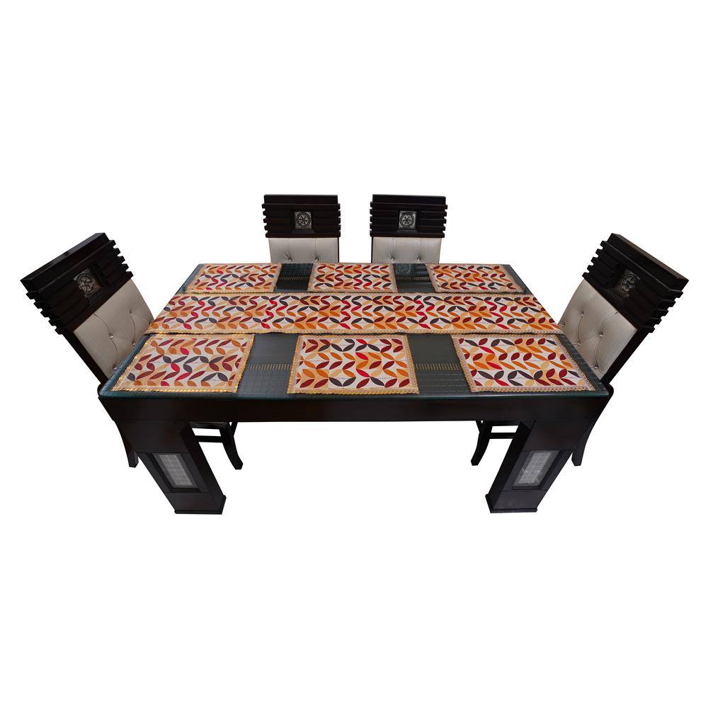 Waterproof & Dustproof Dining Table Runner With 6 Placemats, FLP01 - Dream Care Furnishings Private Limited