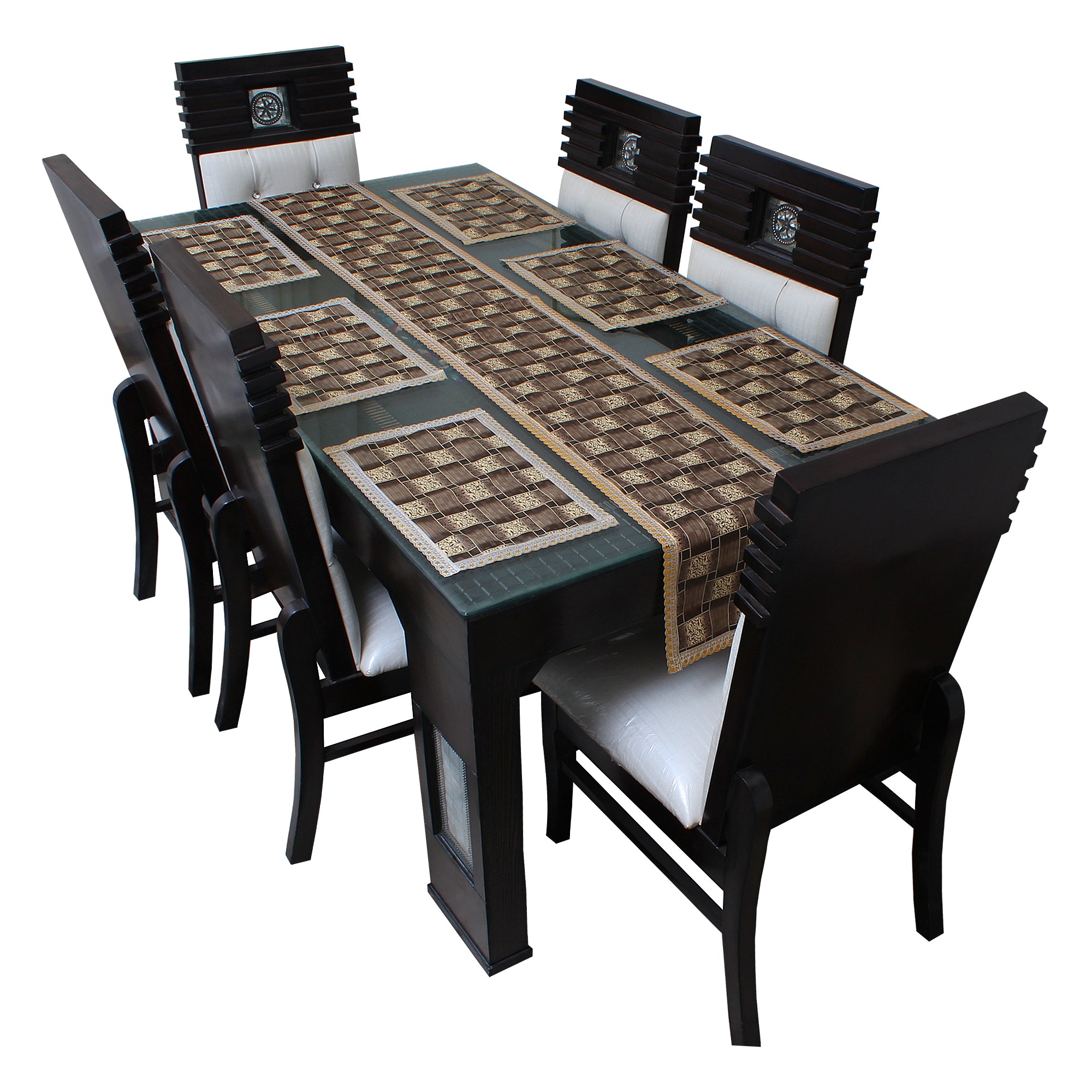 Waterproof & Dustproof Dining Table Runner With 6 Placemats, SA40 - Dream Care Furnishings Private Limited