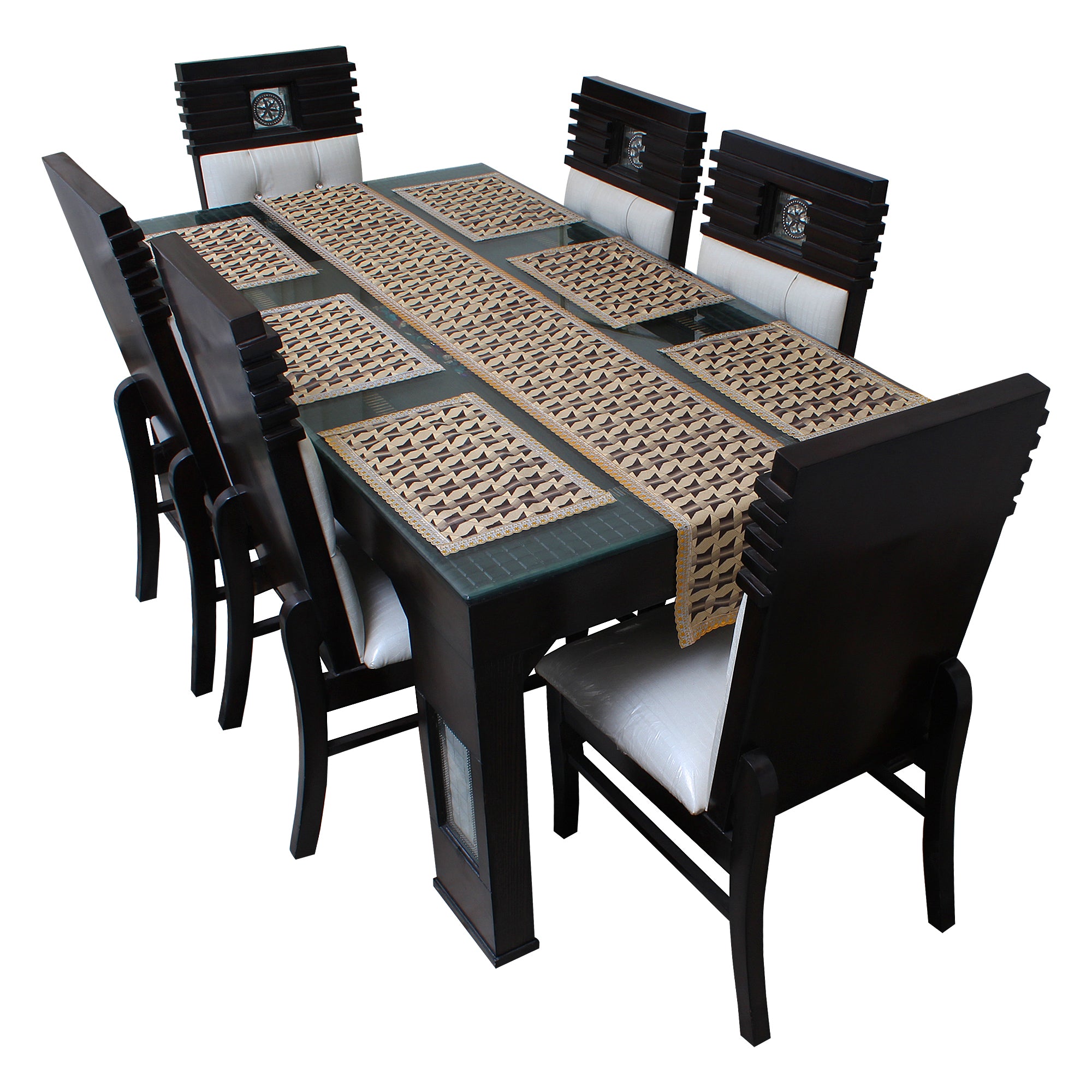 Waterproof & Dustproof Dining Table Runner With 6 Placemats, SA06 - Dream Care Furnishings Private Limited