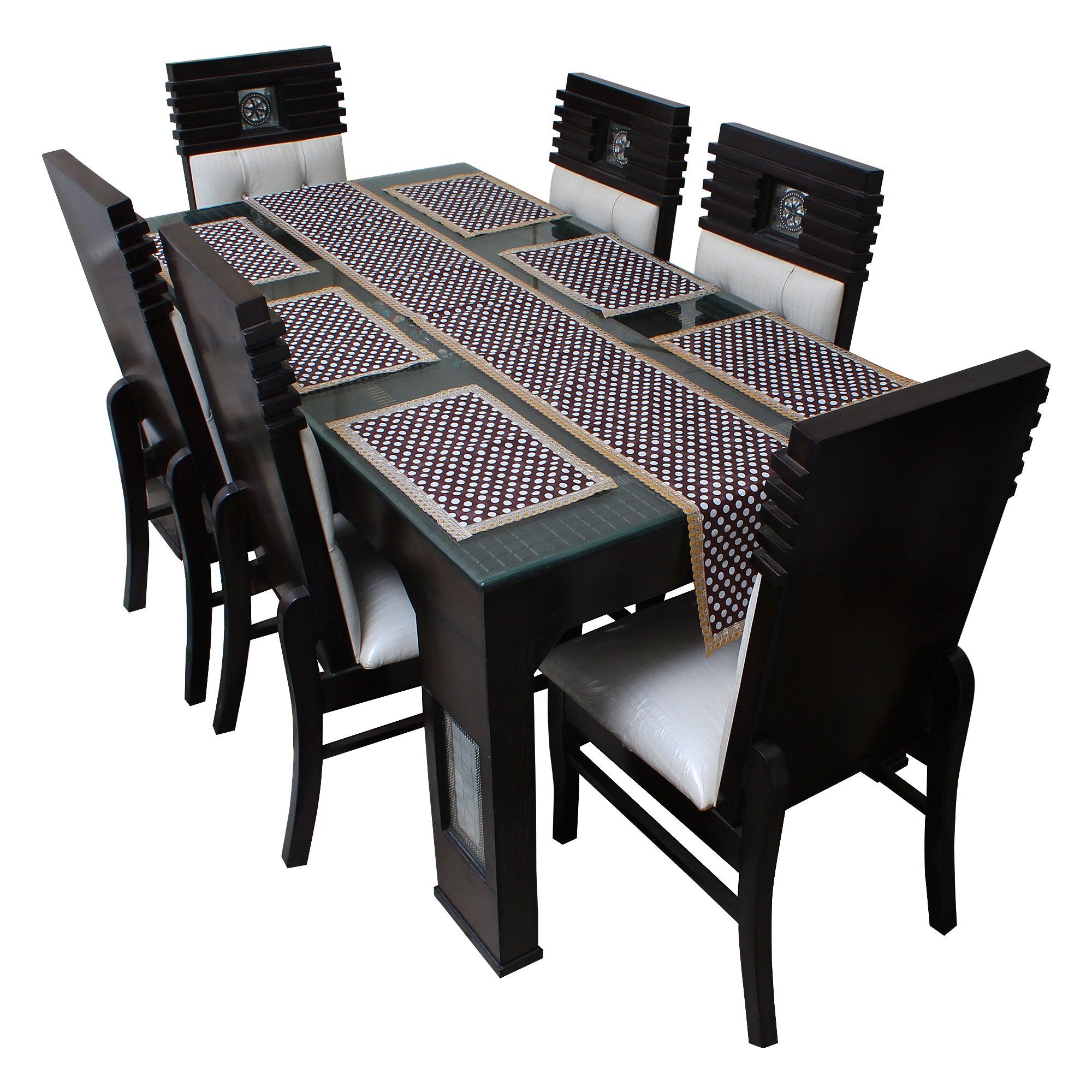 Waterproof & Dustproof Dining Table Runner With 6 Placemats, SA28 - Dream Care Furnishings Private Limited