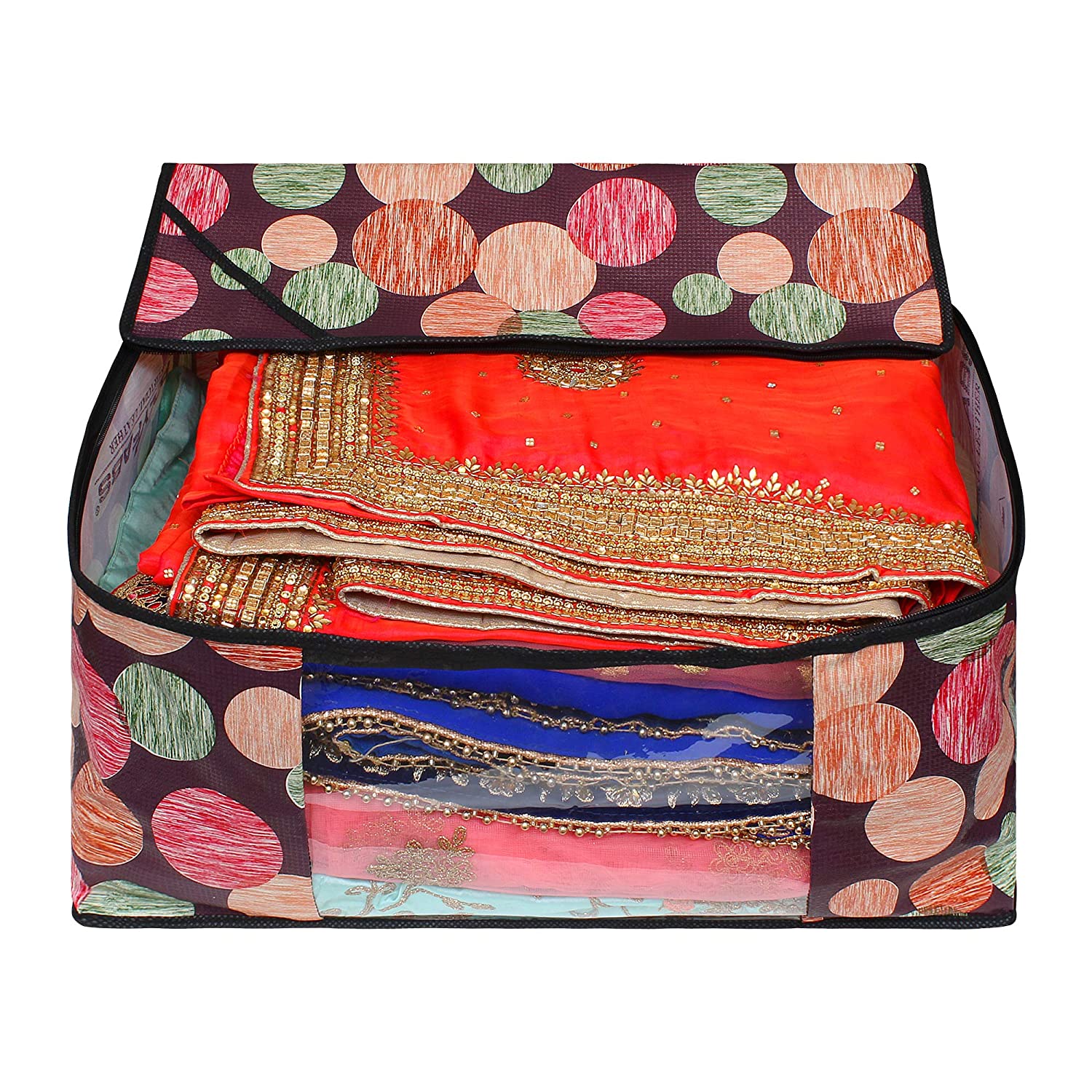 Saree Cover PVC Storage Bag with Zip, Multicolor, Set of 3, SA66 - Dream Care Furnishings Private Limited