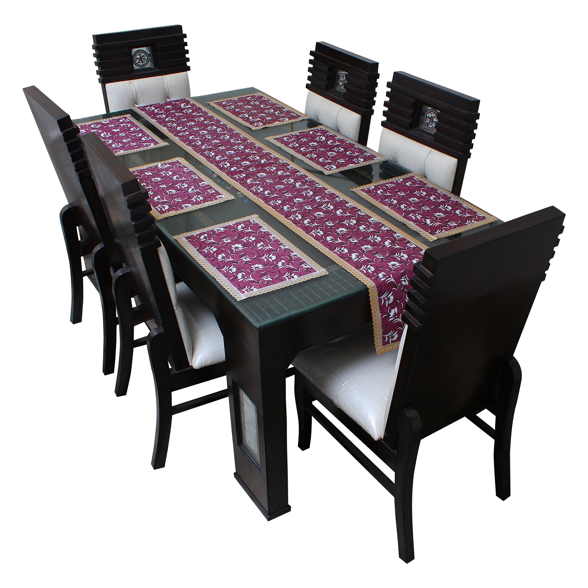 Waterproof & Dustproof Dining Table Runner With 6 Placemats, SA48 - Dream Care Furnishings Private Limited