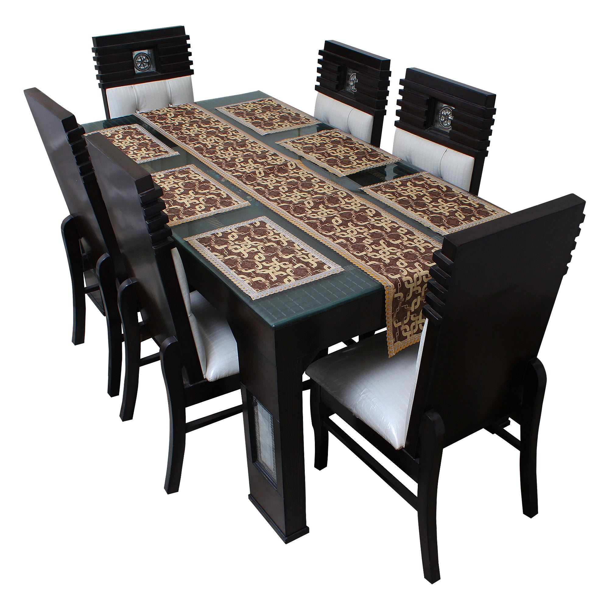 Waterproof & Dustproof Dining Table Runner With 6 Placemats, SA39 - Dream Care Furnishings Private Limited