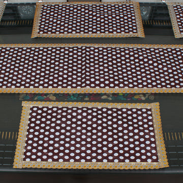 Waterproof & Dustproof Dining Table Runner With 6 Placemats, SA28 - Dream Care Furnishings Private Limited