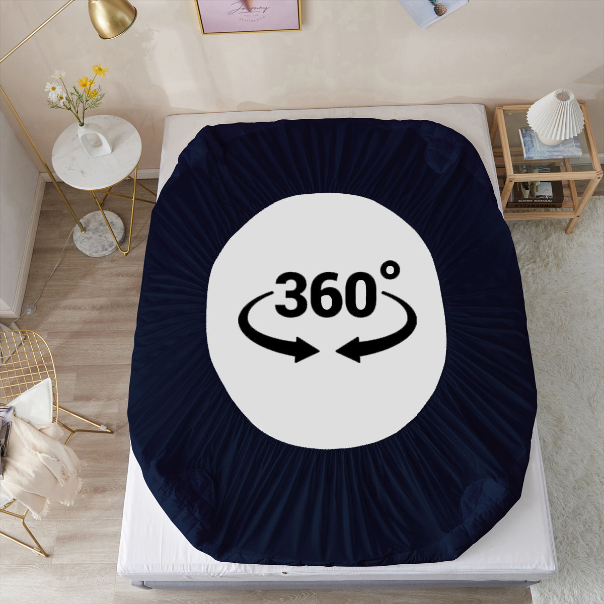 Waterproof Mattress Protector with 360 Degree Elastic Strap, Premium Quilted Sapphire (Navy Blue, Available in 16 Sizes) - Dream Care Furnishings Private Limited